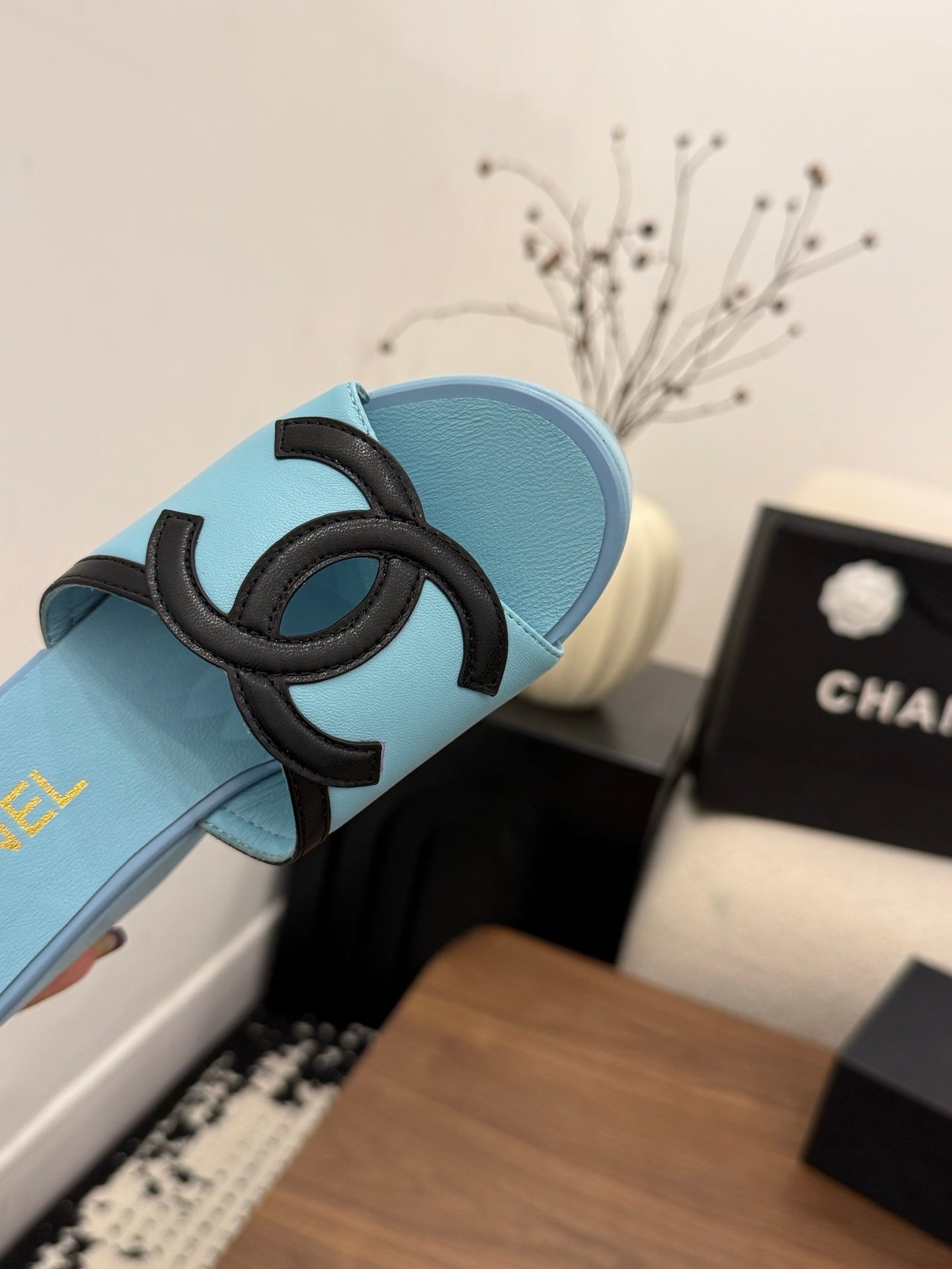 CC 26s Wedge Sandals 95 Mm In Pastel Blue Calfskin