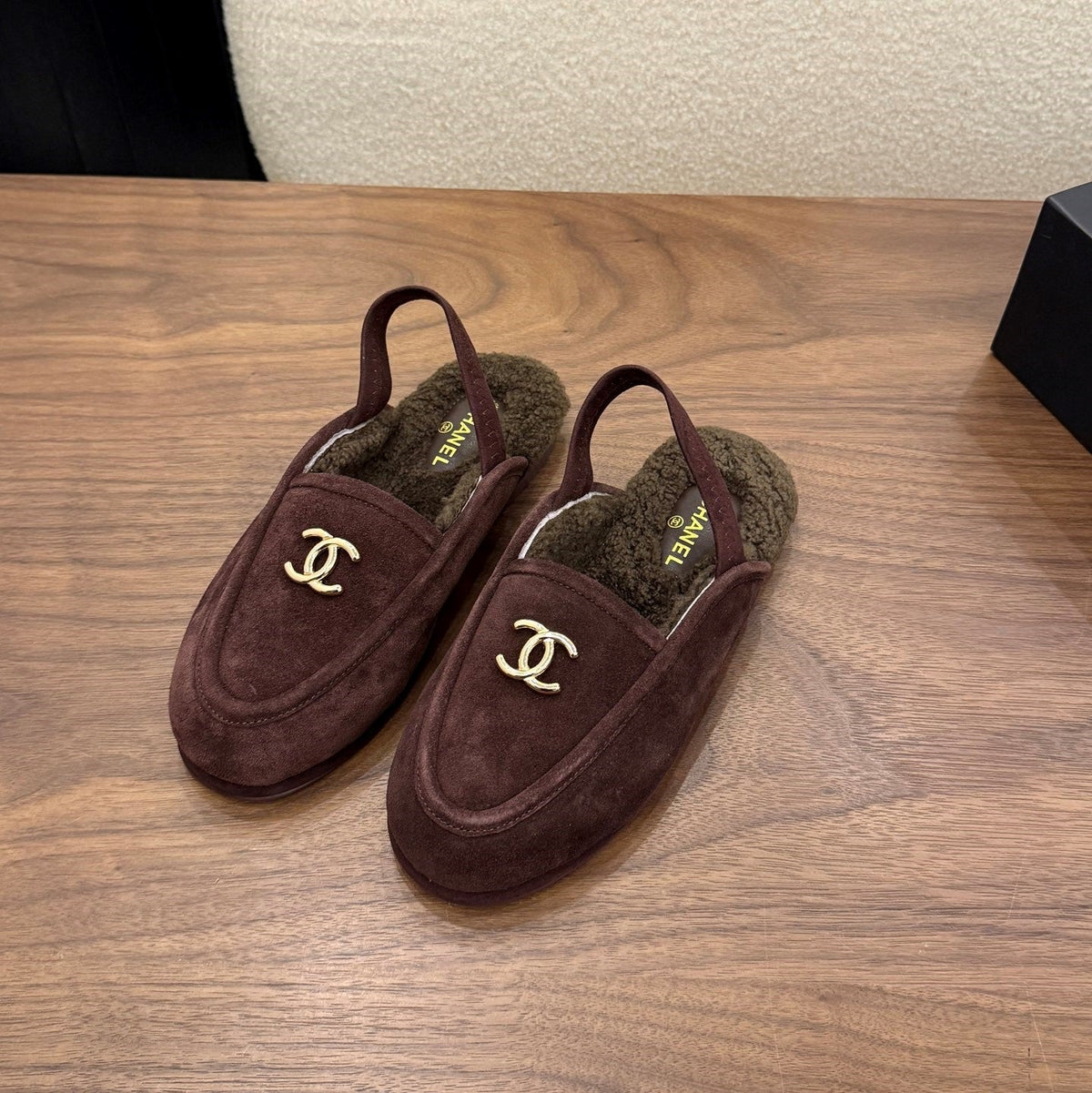 CC 26s Slingback Loafers Brown Suede Shearling 122676