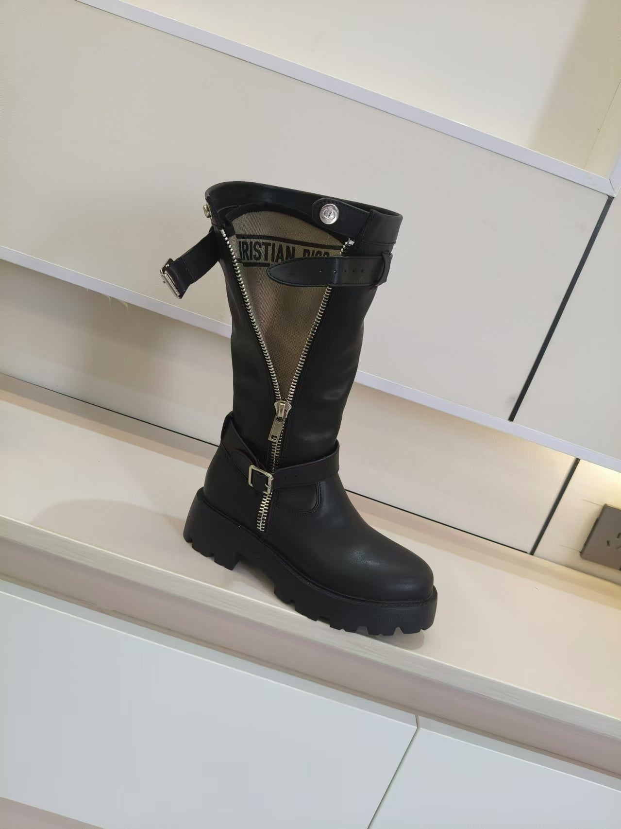 CD D-Major Boots Buckle Straps Black Leather 939041