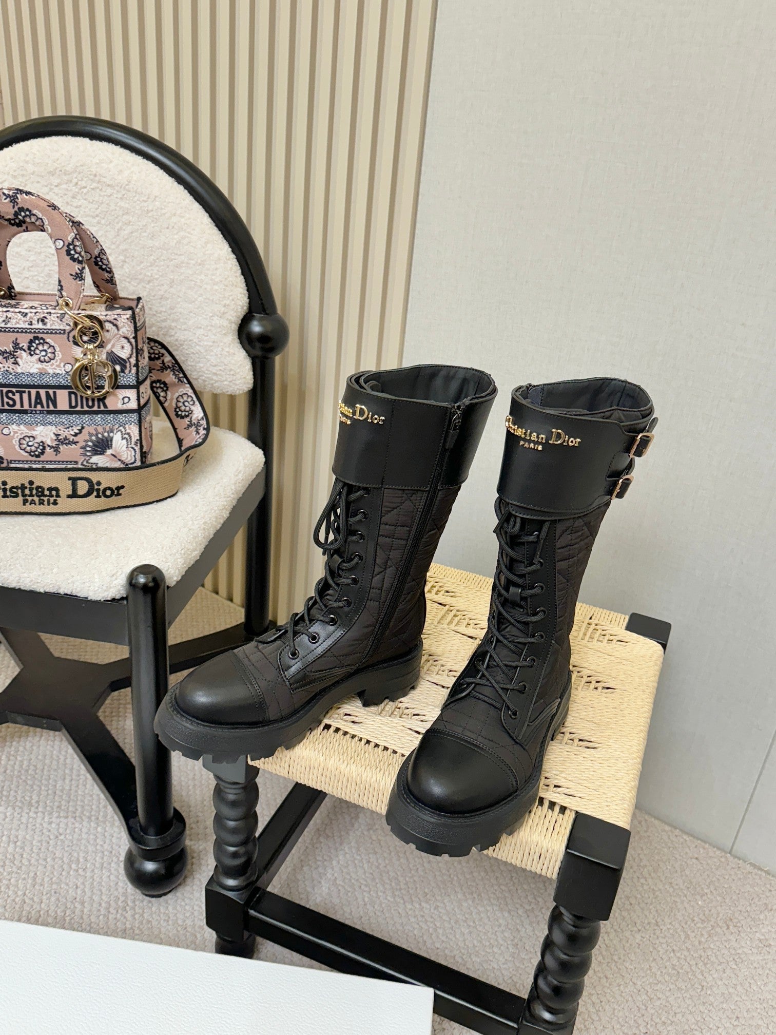 CD D-Trap Combat Boots Black Leather 939036