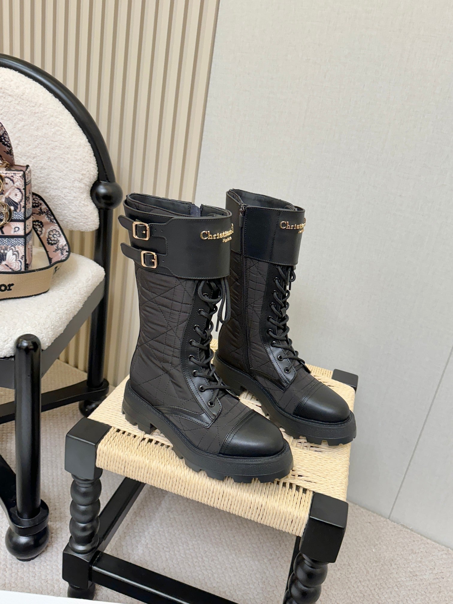 CD D-Trap Combat Boots Black Leather 939036