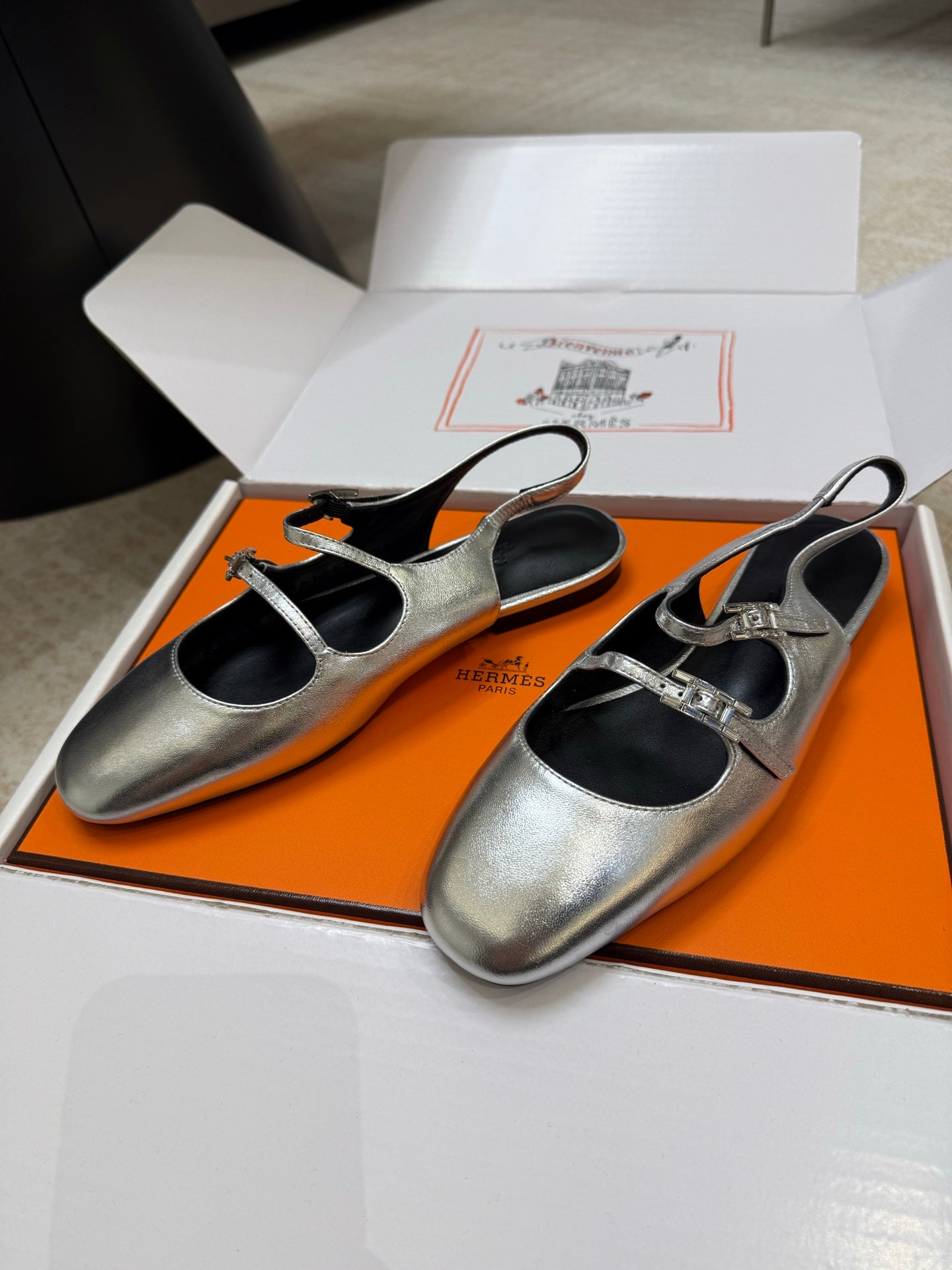 HM Mila Slingback Sliver Sheepskin 621378