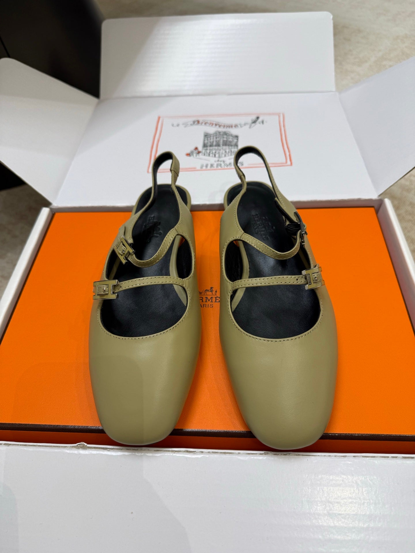 HM Mila Slingback Olive Green Sheepskin 621383