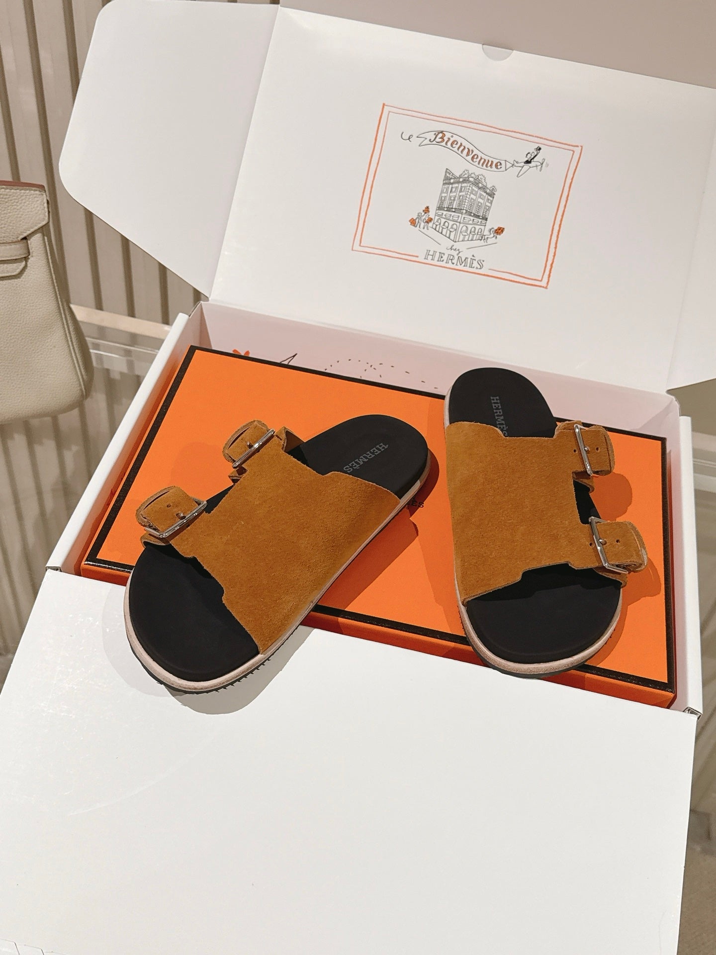 HM 26s Double Buckle Birkenstock Sandals Tan Suede 968908