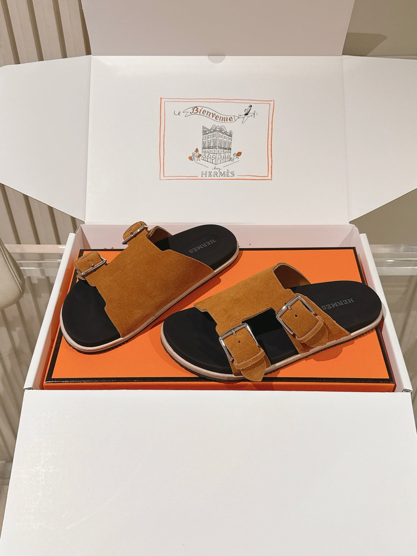 HM 26s Double Buckle Birkenstock Sandals Tan Suede 968908
