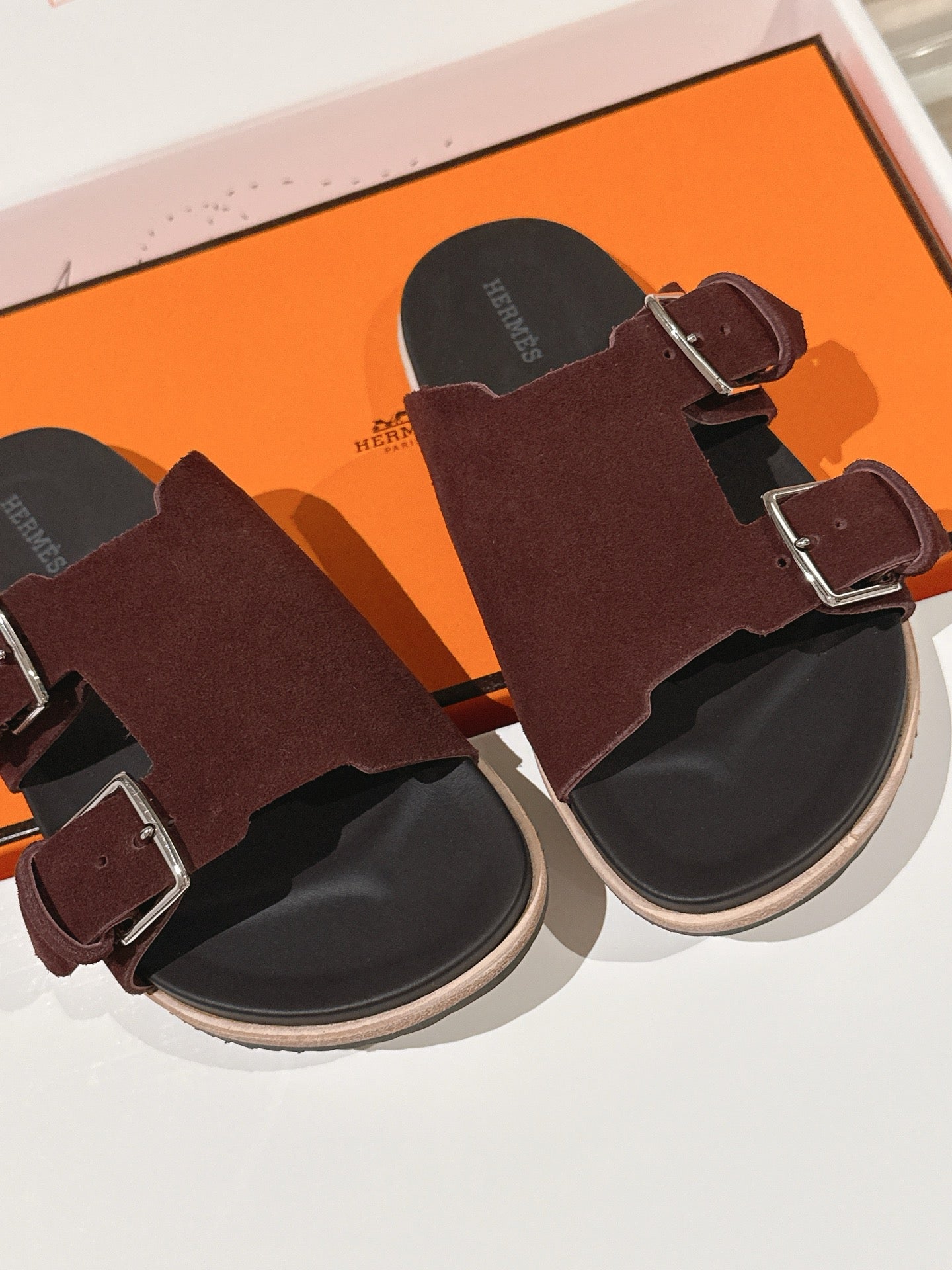 HM 26s Double Buckle Birkenstock Sandals Deep Brown Suede 968905