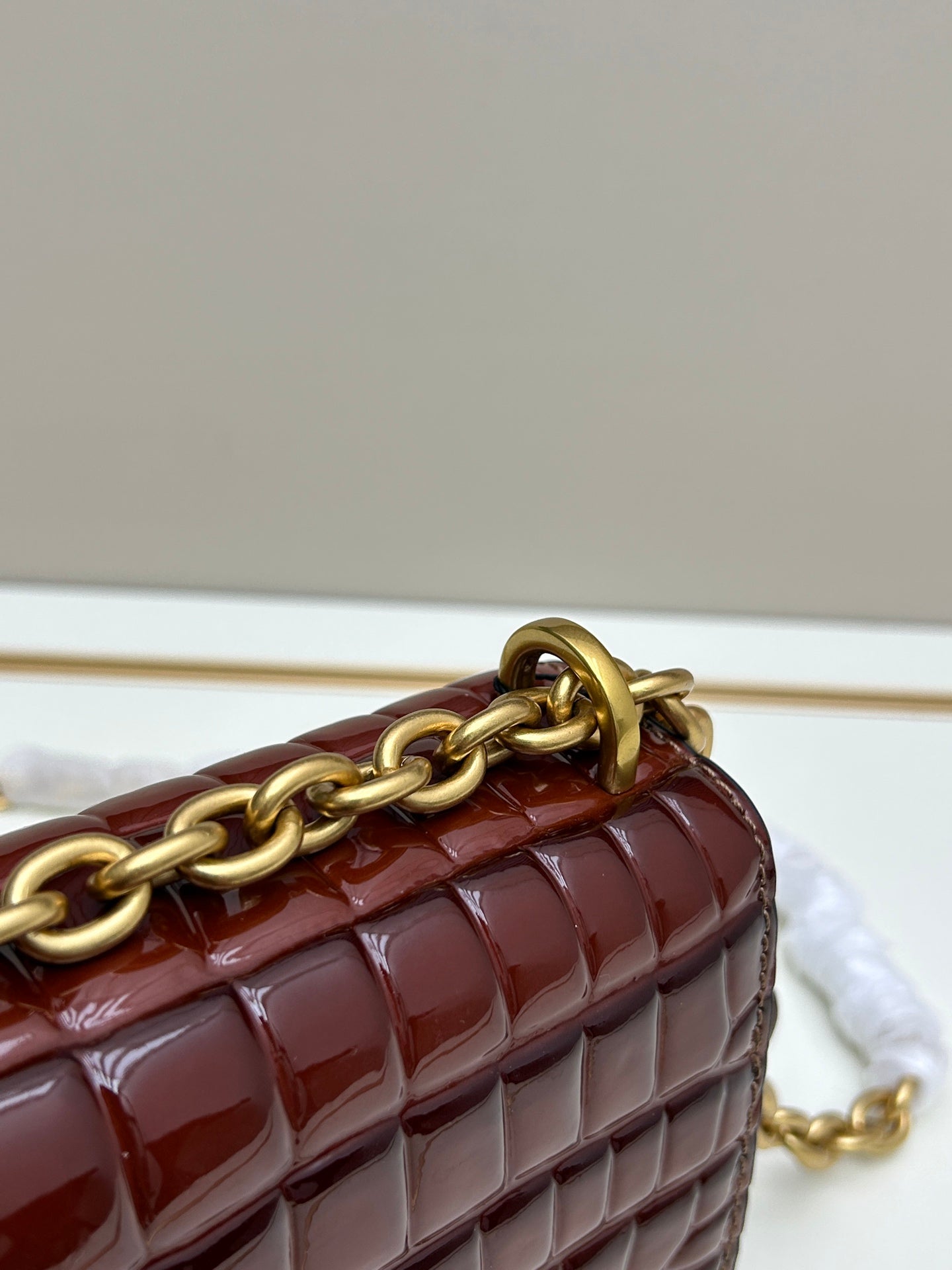 Valentino Vain Shoulder Small Bag Burgundy Embossed Leather Pattern