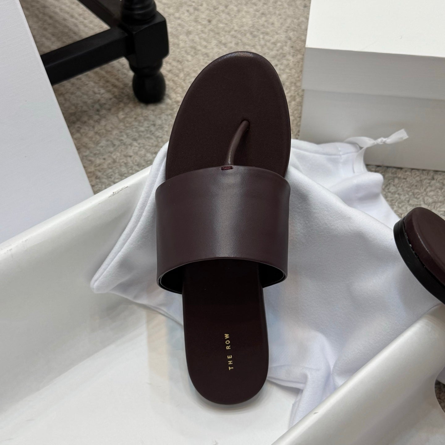 Signum Flat Sandal in Chocolate Calfskin 290733