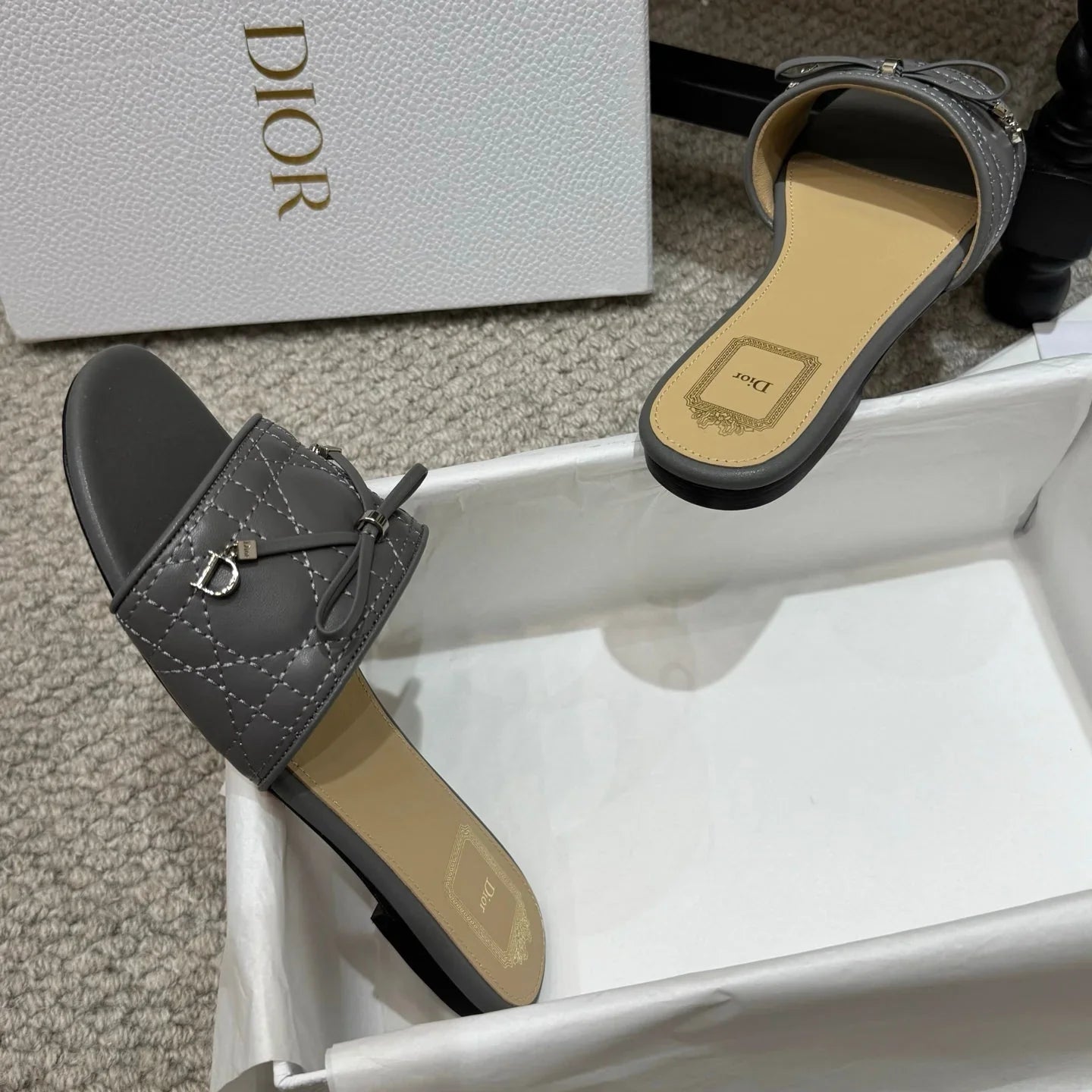 Dior 2026 Cannage Heeled Slide Sandal 1.5cm Sheepskin 932161