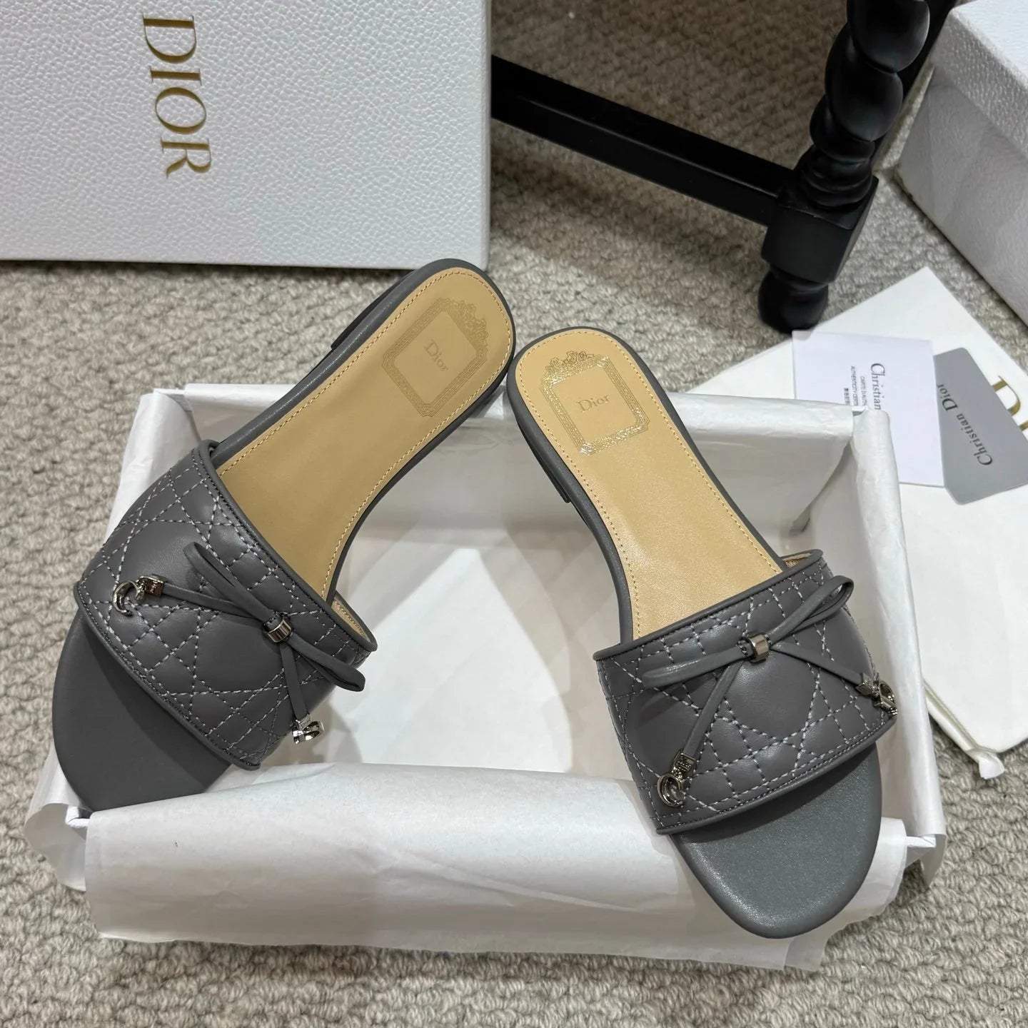 Dior 2026 Cannage Heeled Slide Sandal 1.5cm Sheepskin 932161