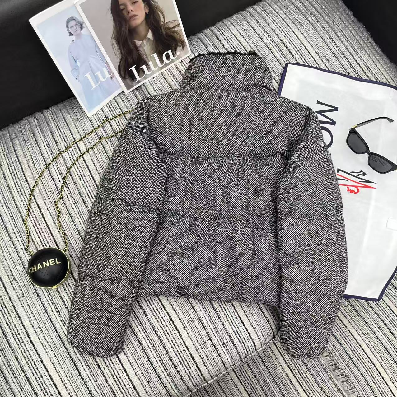 MC Brezesse Bouclé Short Jacket Grey Wool Down