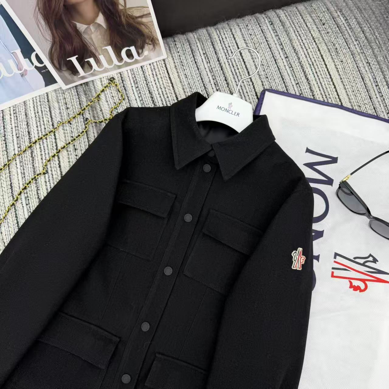 MC Long-Sleeved Interlock Shirt Black Polyester Acrylic Viscose
