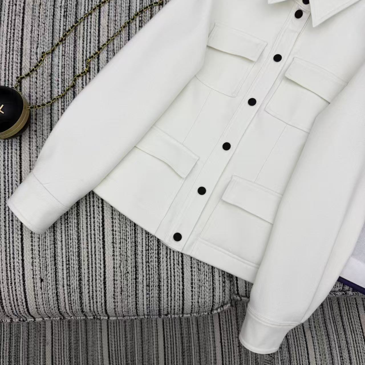 MC Long-Sleeved Interlock Shirt White Polyester Acrylic Viscose