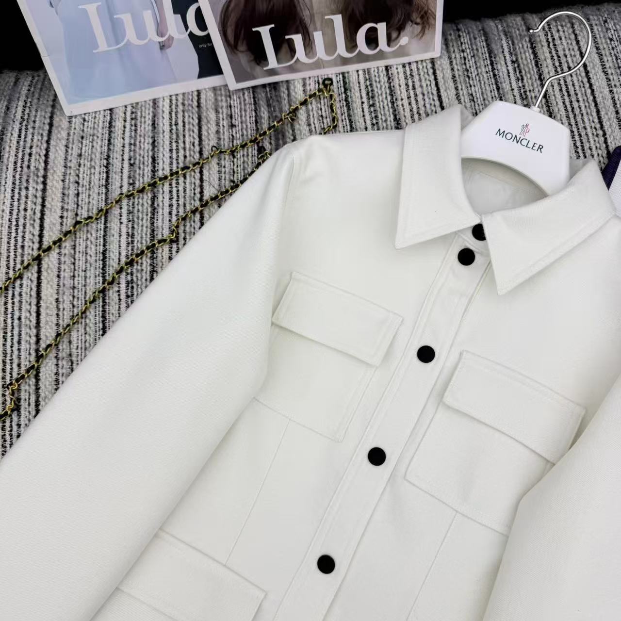MC Long-Sleeved Interlock Shirt White Polyester Acrylic Viscose