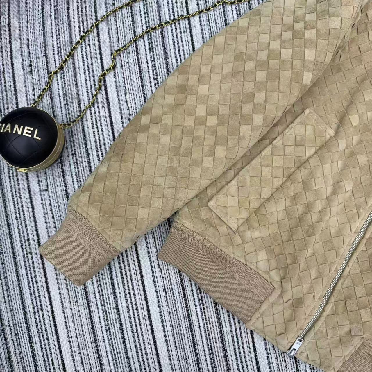 BV Jacket Intrecciato Brown Suede Blouson 342680