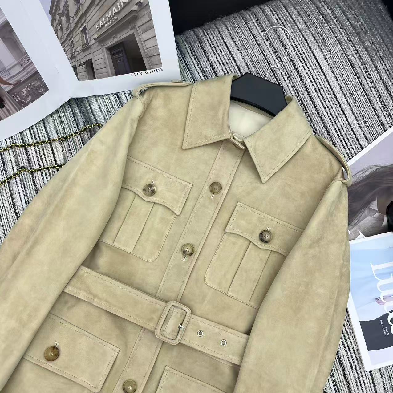 Ralph Lauren Coat Beige Suede Lambskin 342676