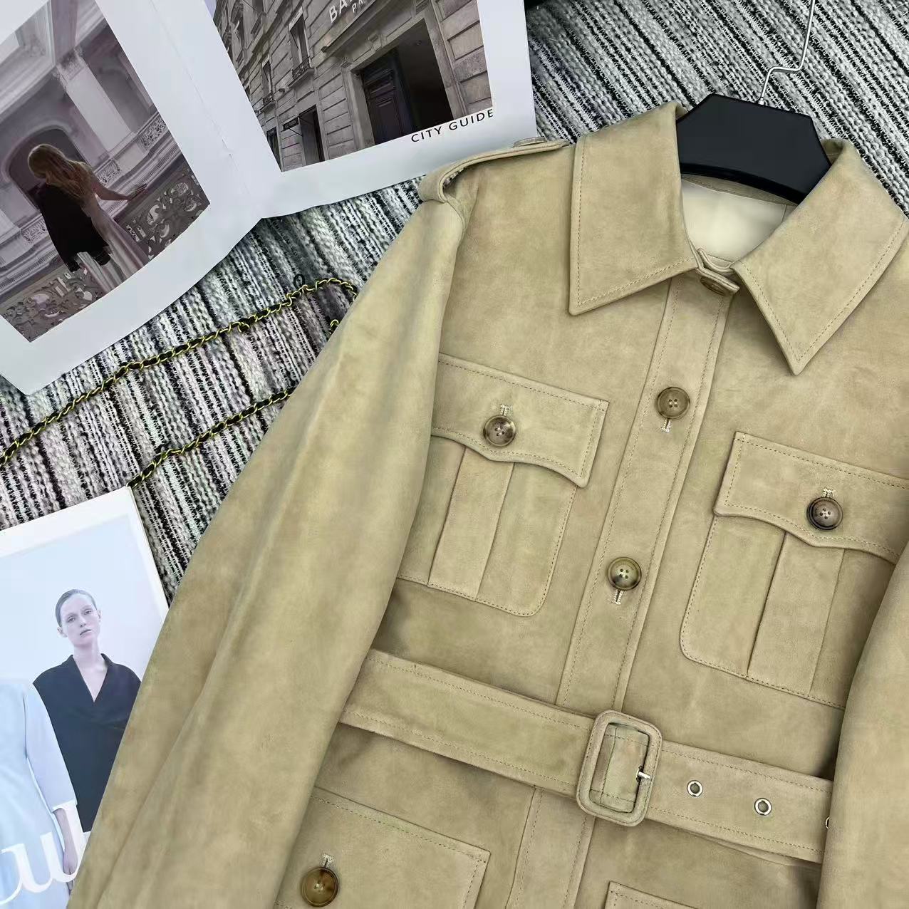 Ralph Lauren Coat Beige Suede Lambskin 342676