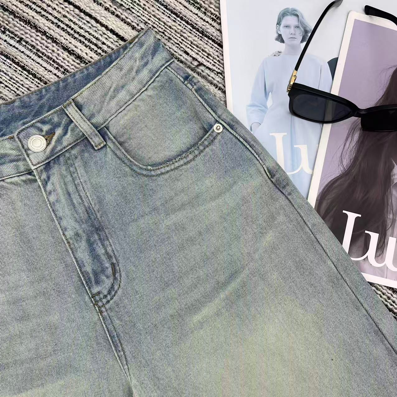 MM6 Capri Pants Light Wash Baggy Denim 387957