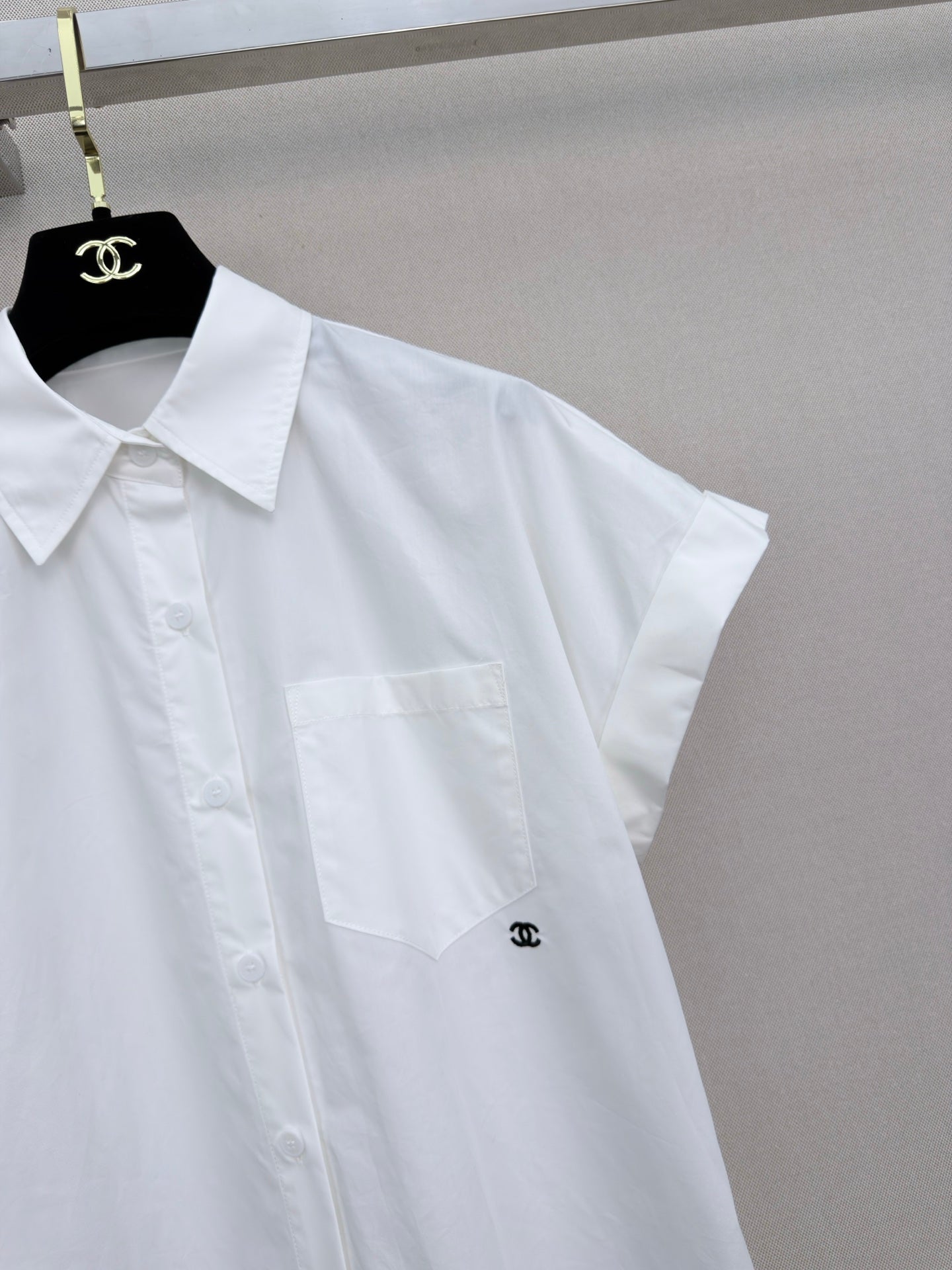 CC Collared Short-Sleeved Shirt White Cotton 379640