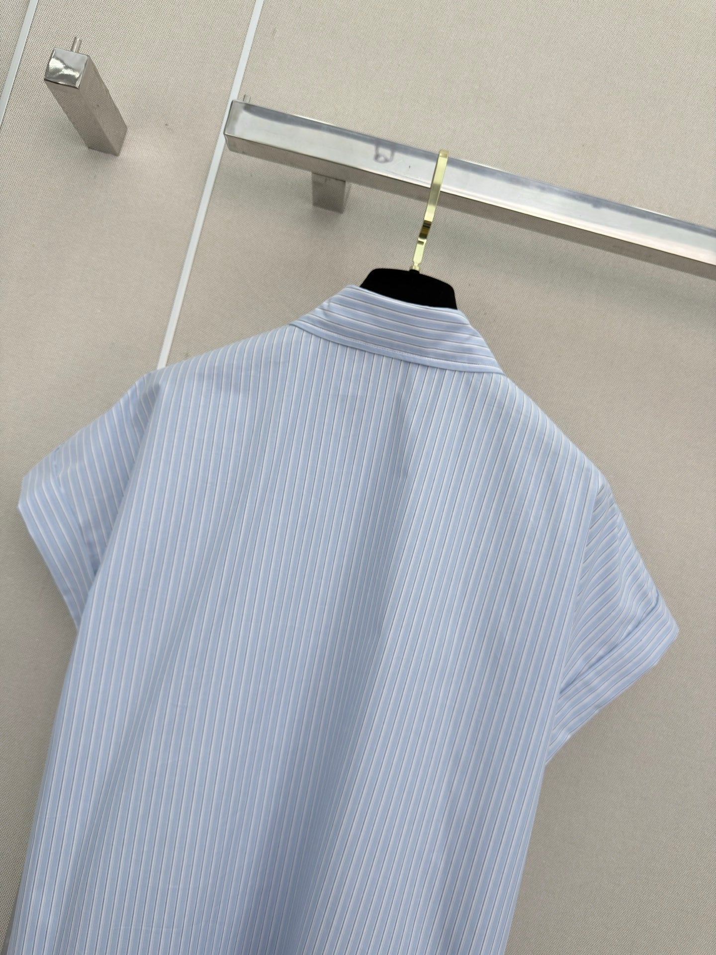 CC Collared Short-Sleeved Shirt Light Blue Cotton