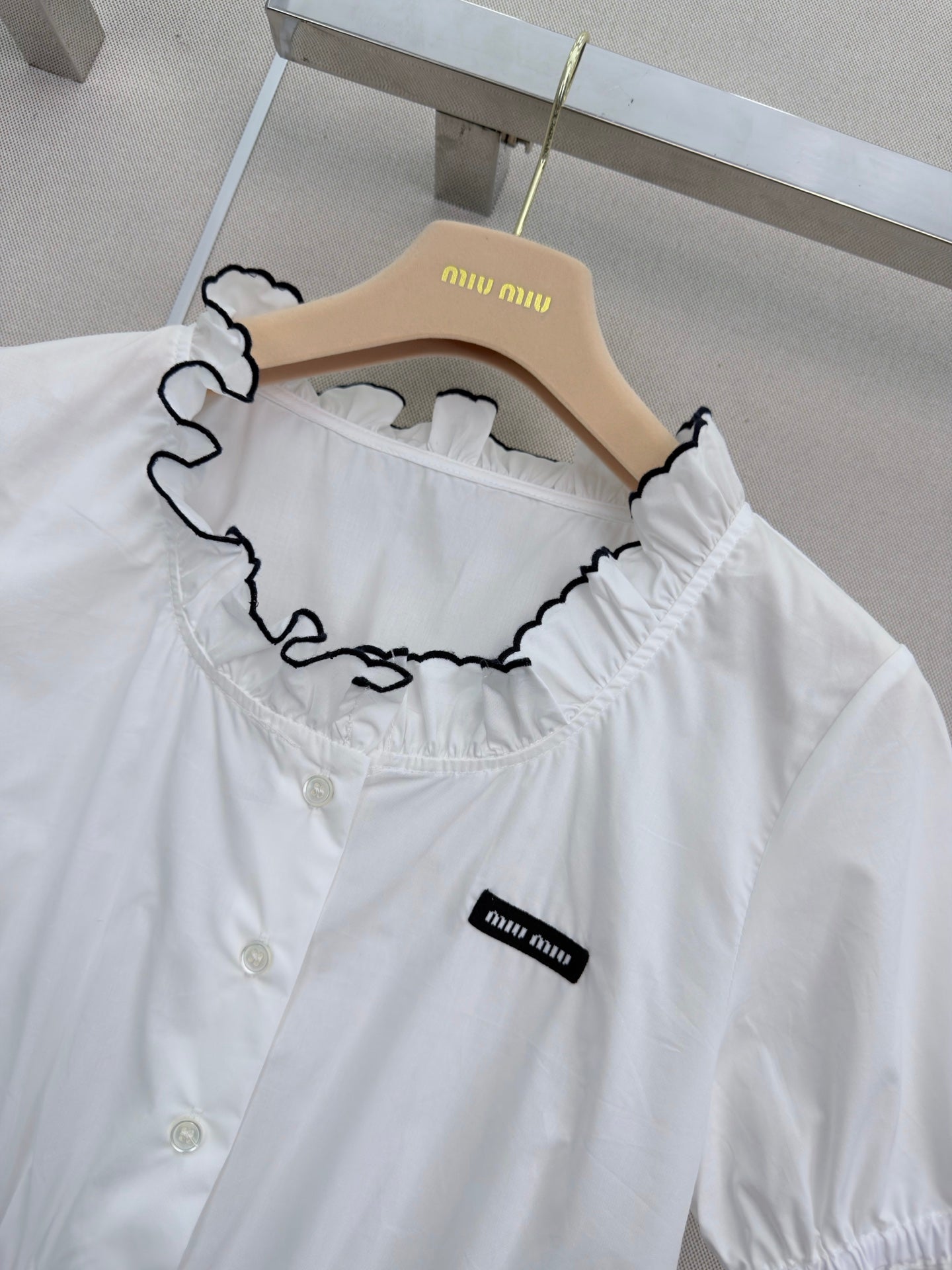Miu Embroidered Poplin Crop Top White Cotton