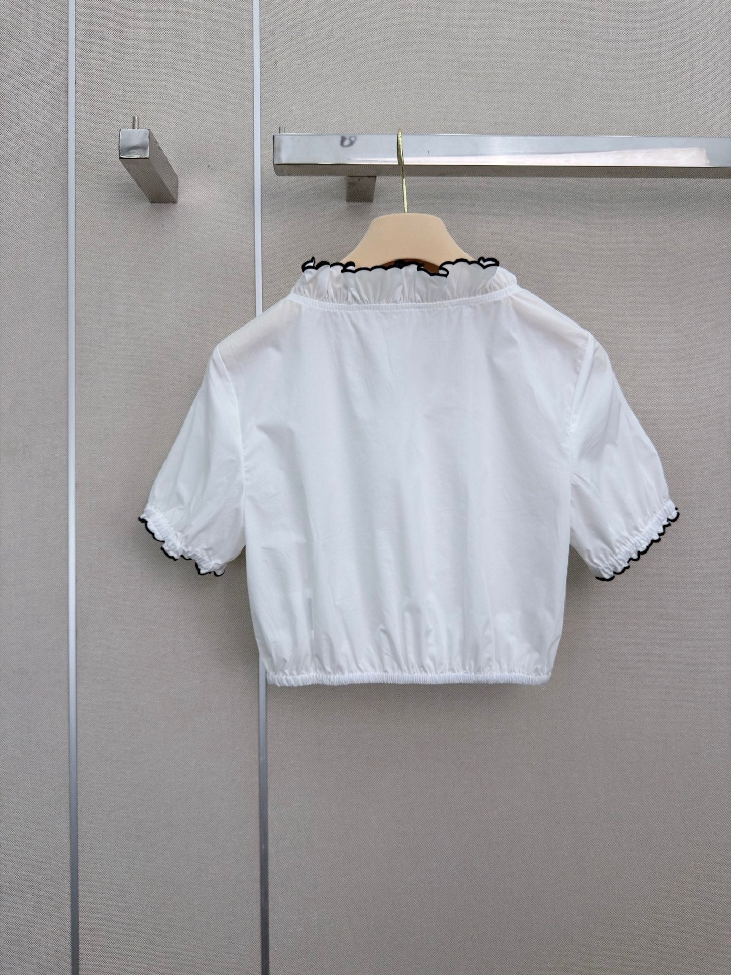 Miu Embroidered Poplin Crop Top White Cotton