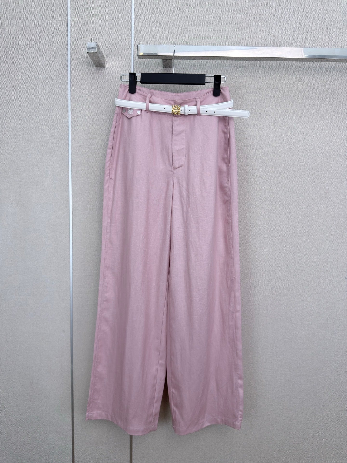 Loewe Wide-Leg Trousers Light Pink Cotton 379630
