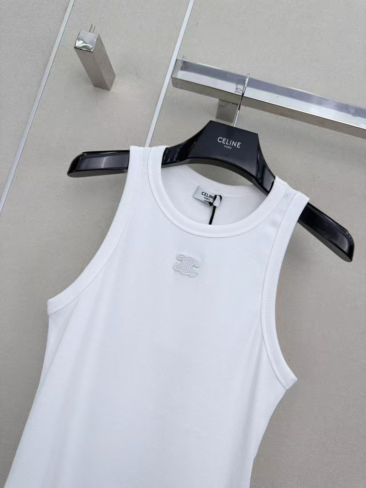 Celine Triomphe Vest Top White Cotton 379647