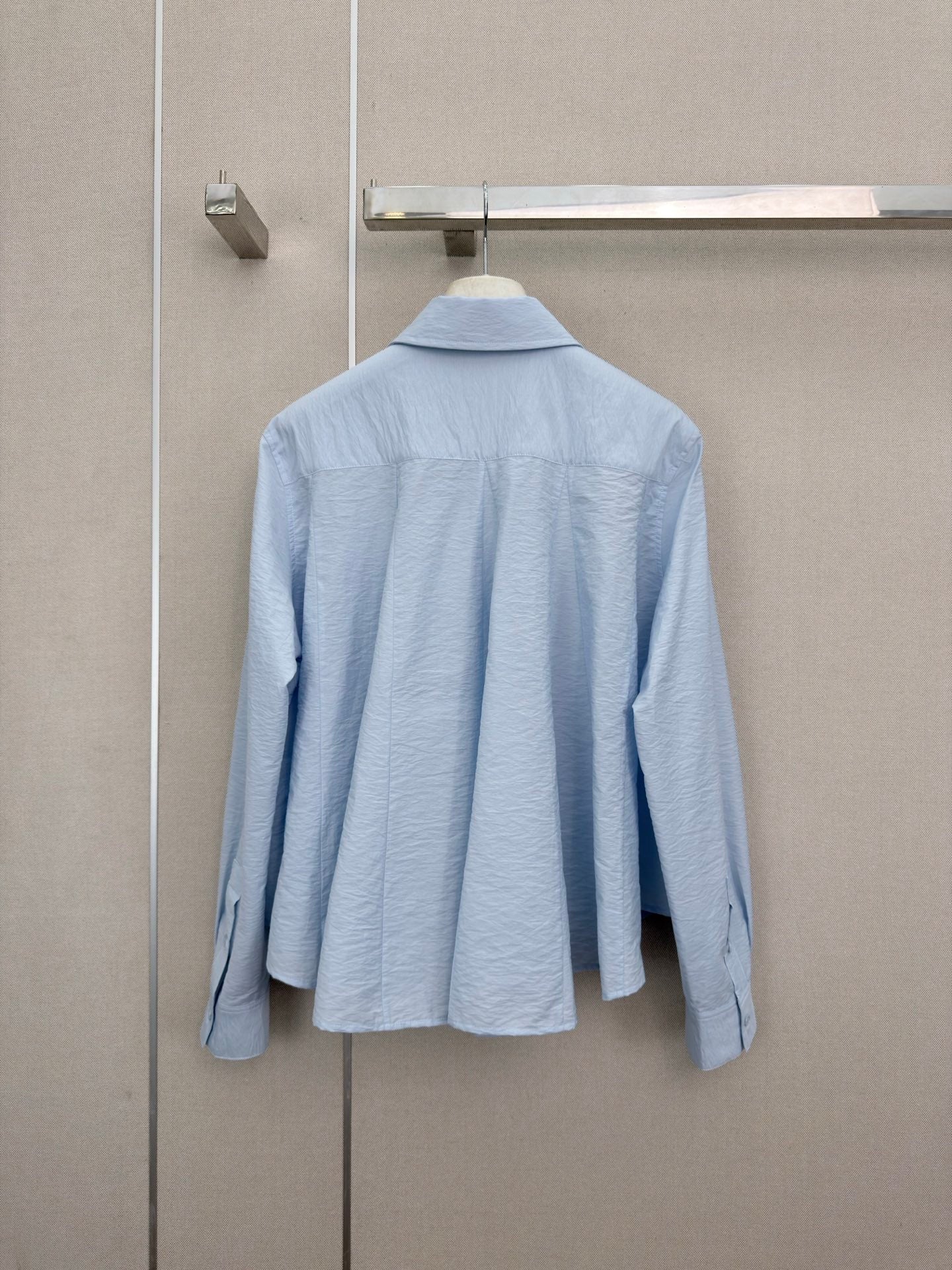 Loewe Long-Sleeved Shirt With Embroidered Logo Light Blue Cotton 379582