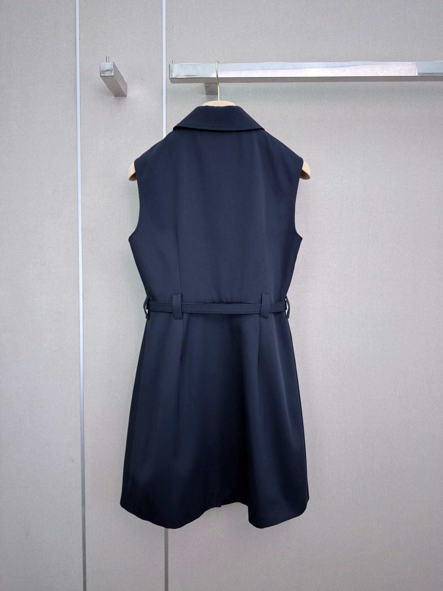Miu 26s Poplin Mini-Dress Navy Cotton 394270