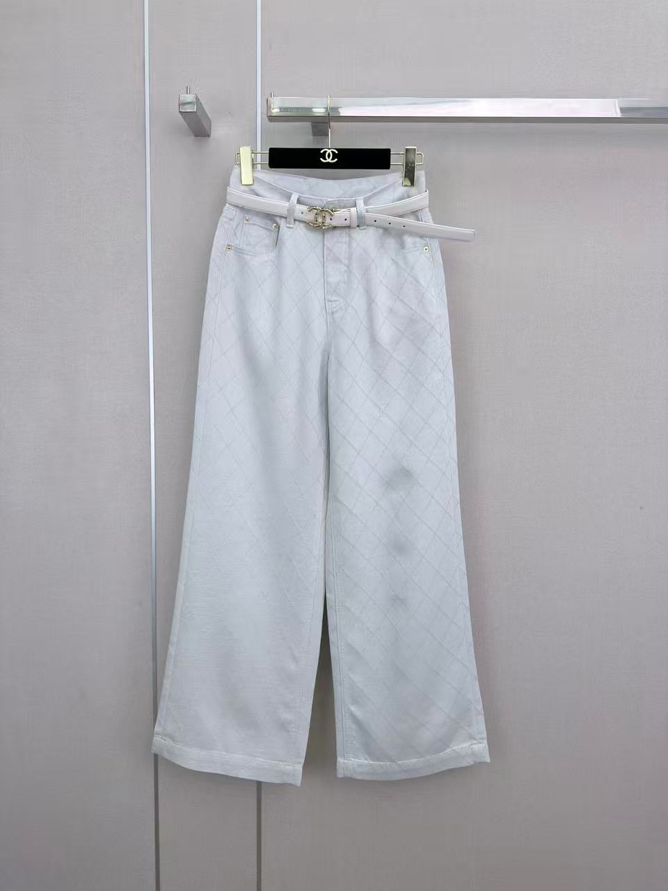 CC 26s Quilted Straight-Leg Jeans Stale Blue Denim 399260