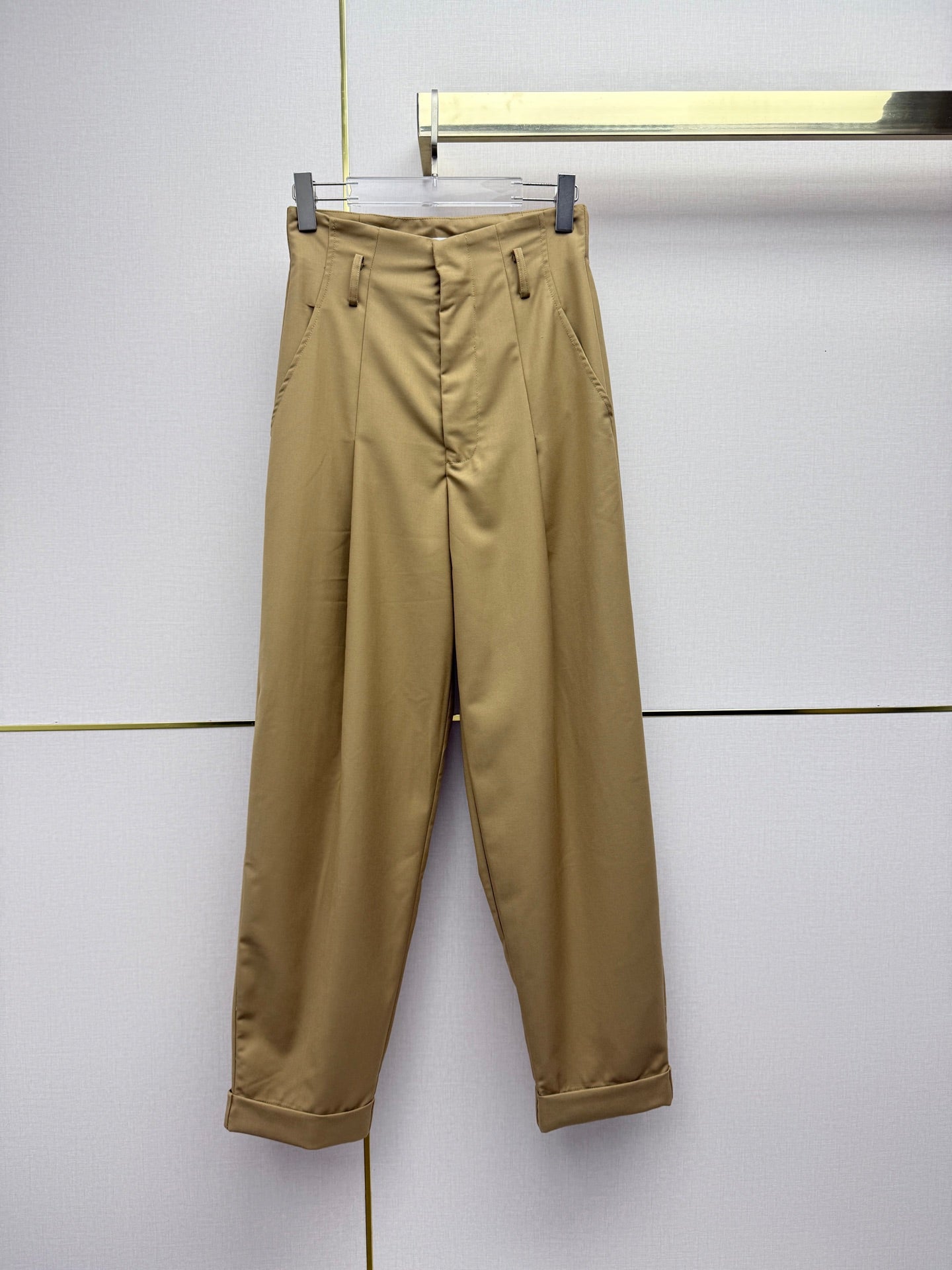 CC 26s Pleated Dress Trousers Khaki Cotton 421825