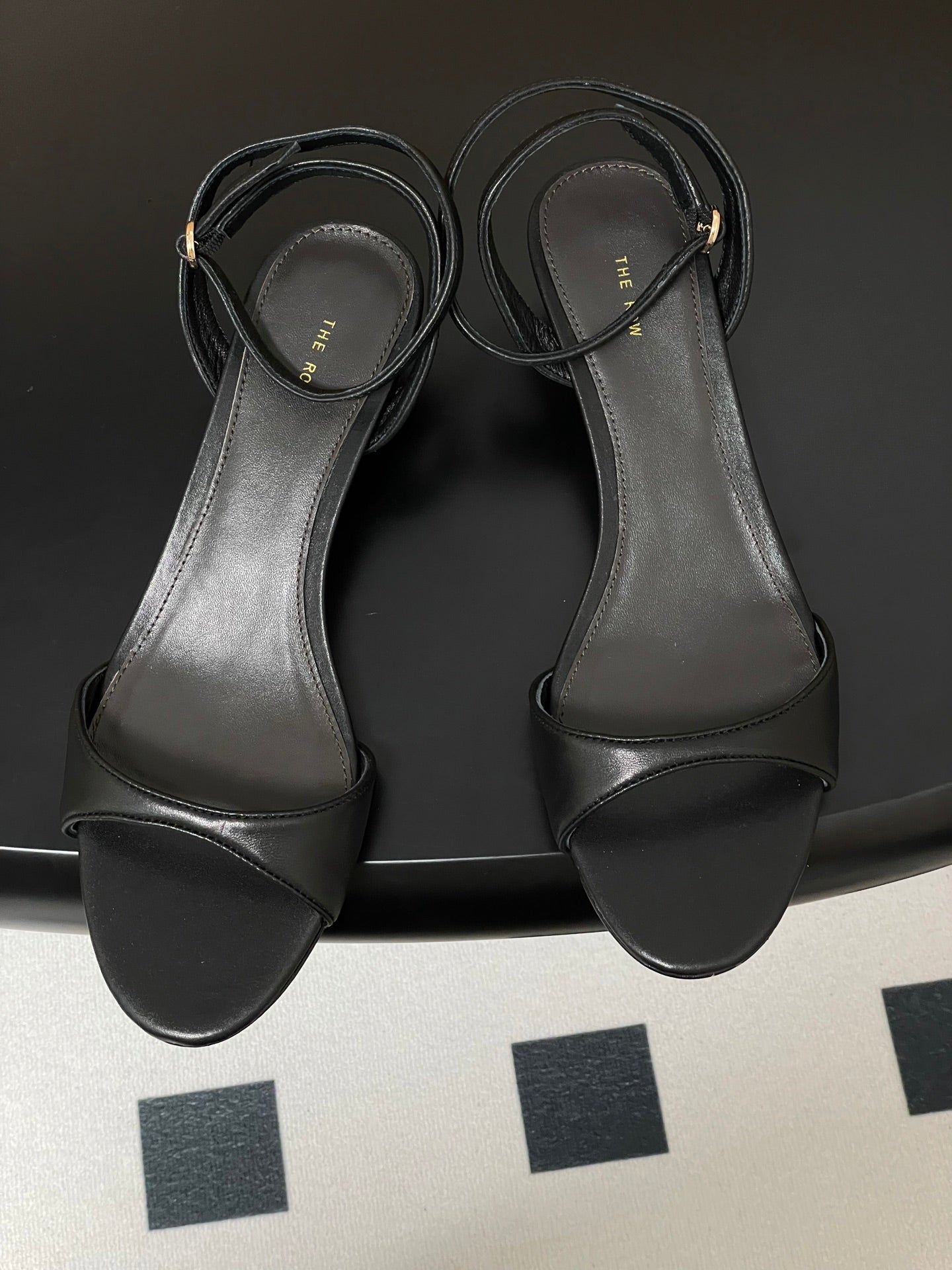 The Row 25S Strap High Heel Sandals 35mm Black Sheepskin 286200