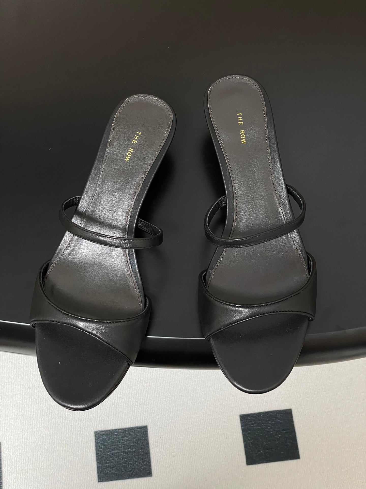The Row 25S Strap High Heel Mule Sandals 35mm Black Sheepskin 286216