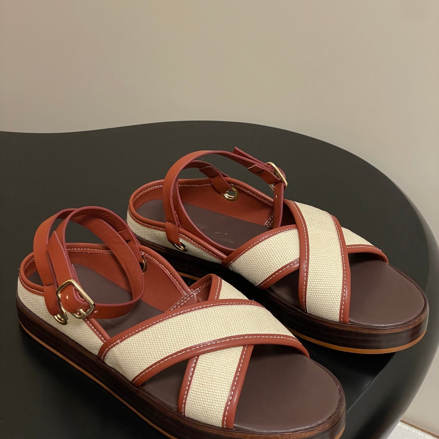 LP Sandal Beige Orange Brown Cowhide 312167