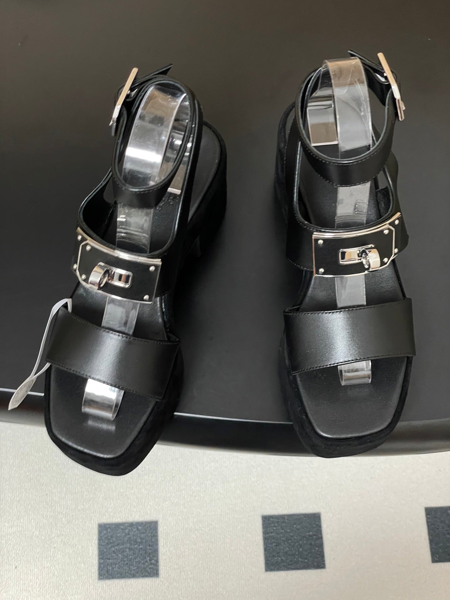 HM Lola 35 Heeled Sandals Black Goatskin 534767