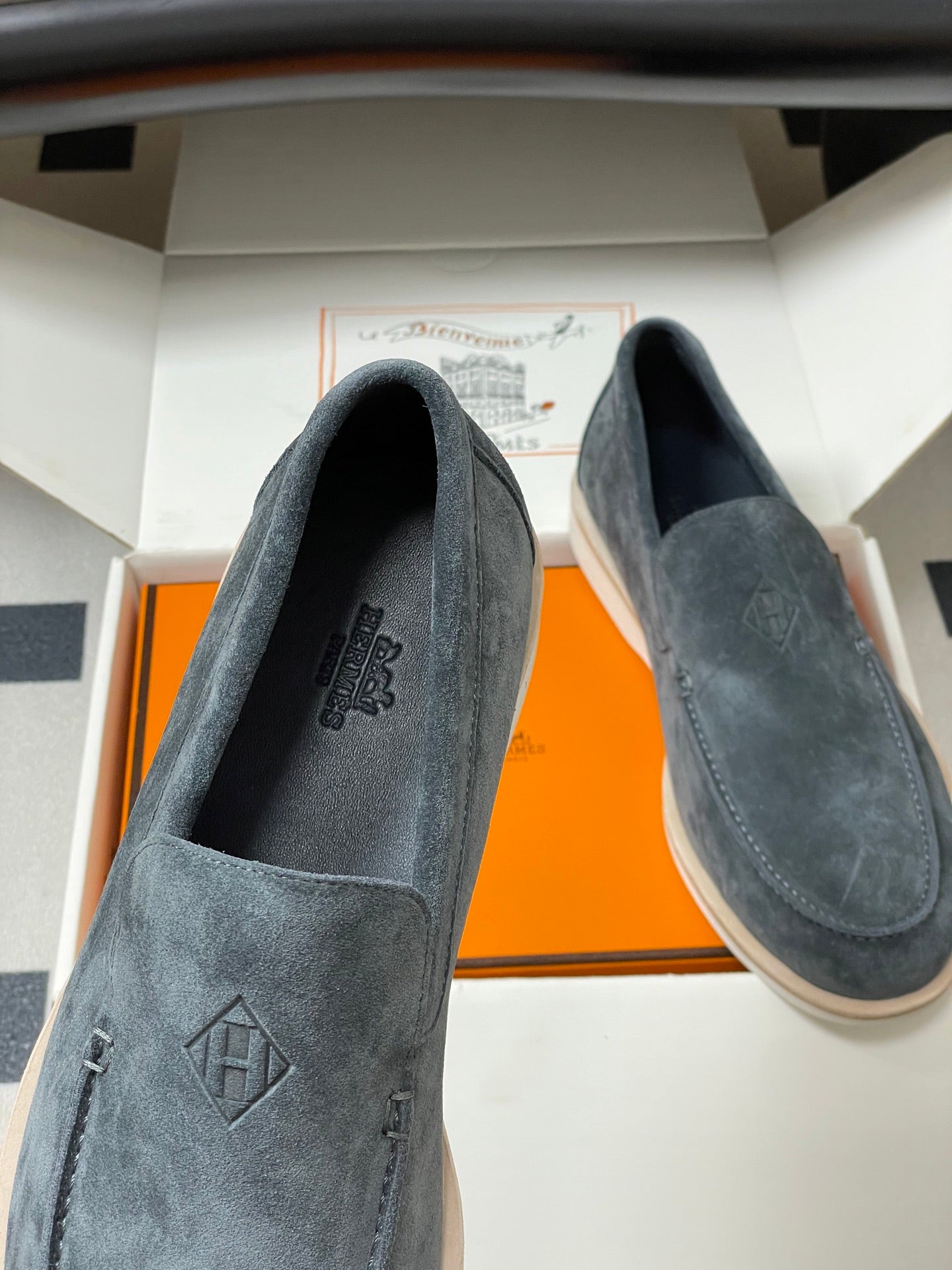 HM Low Loafers Slate Grey Suede 593666