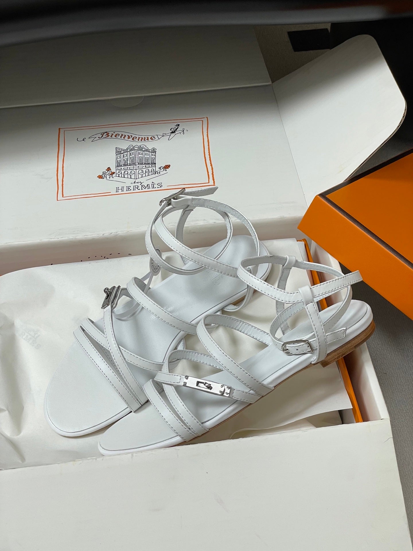 HM Lullaby Sandals White Calfskin 593789