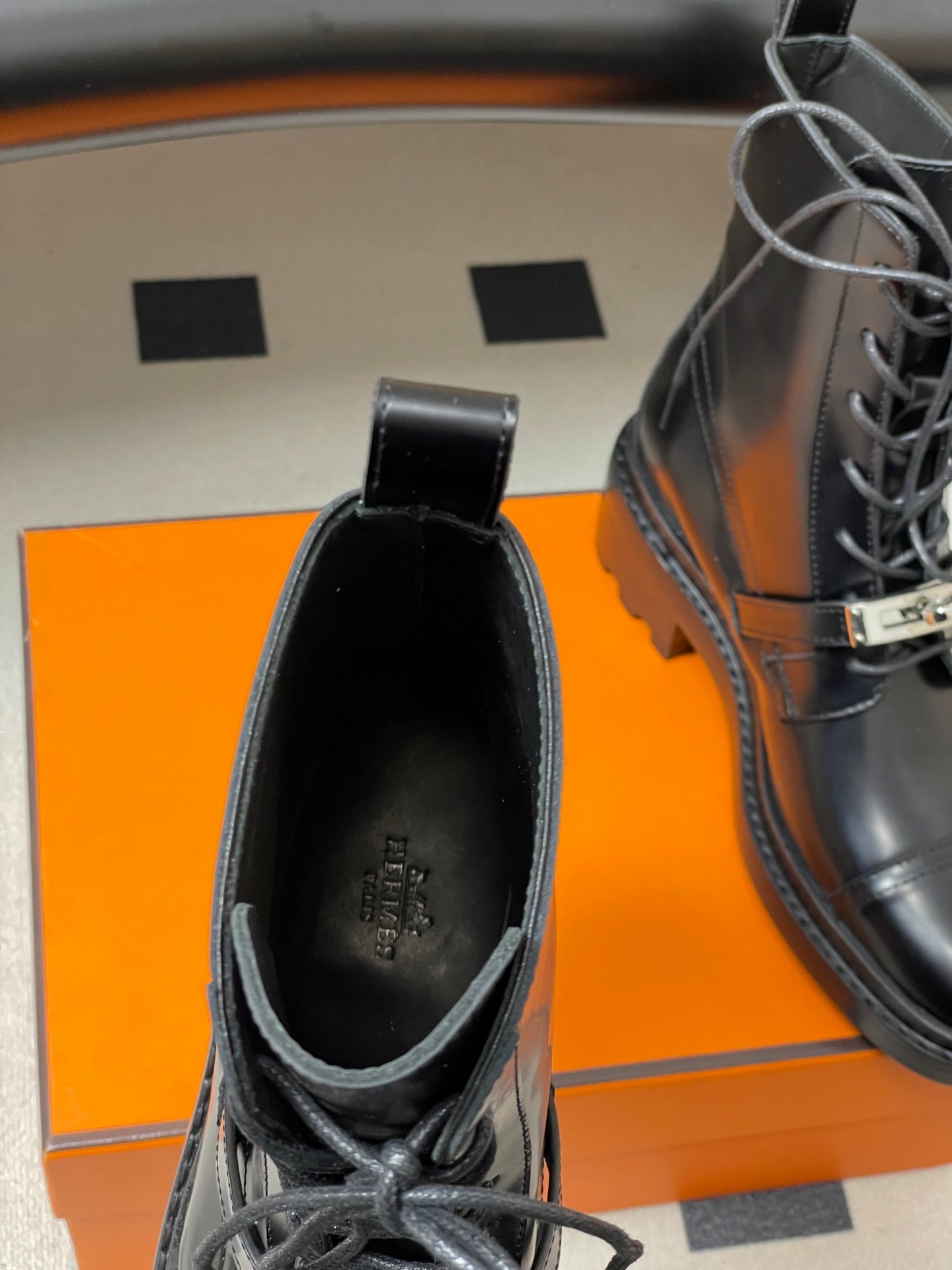 HM First Oxford Ankle Boots 5cm Black Sheepskin 594334
