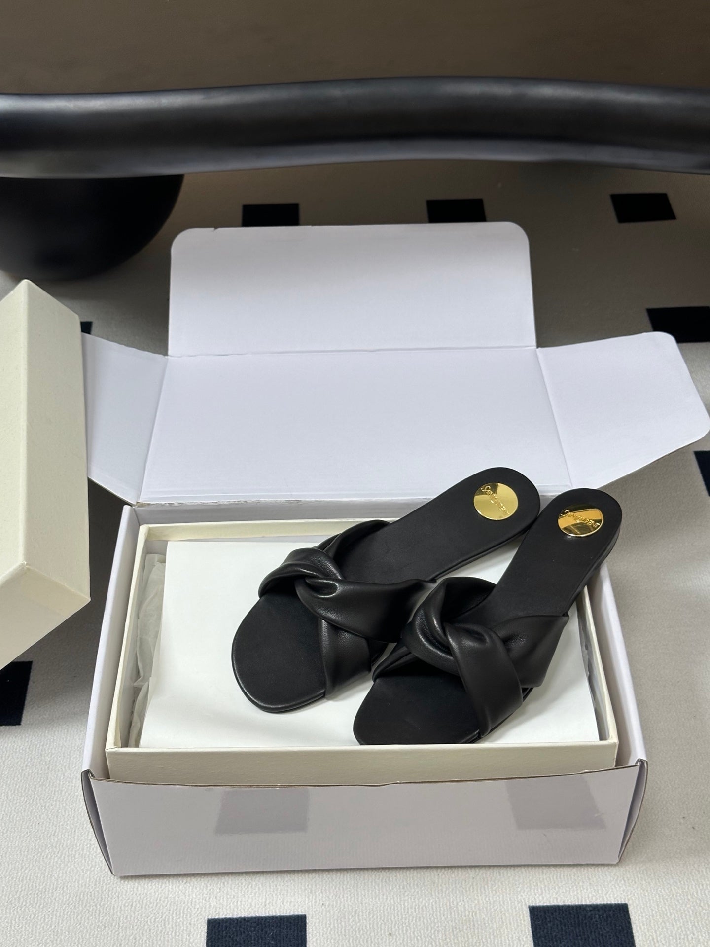YSL Franciane Mules Black Cowhide 835168