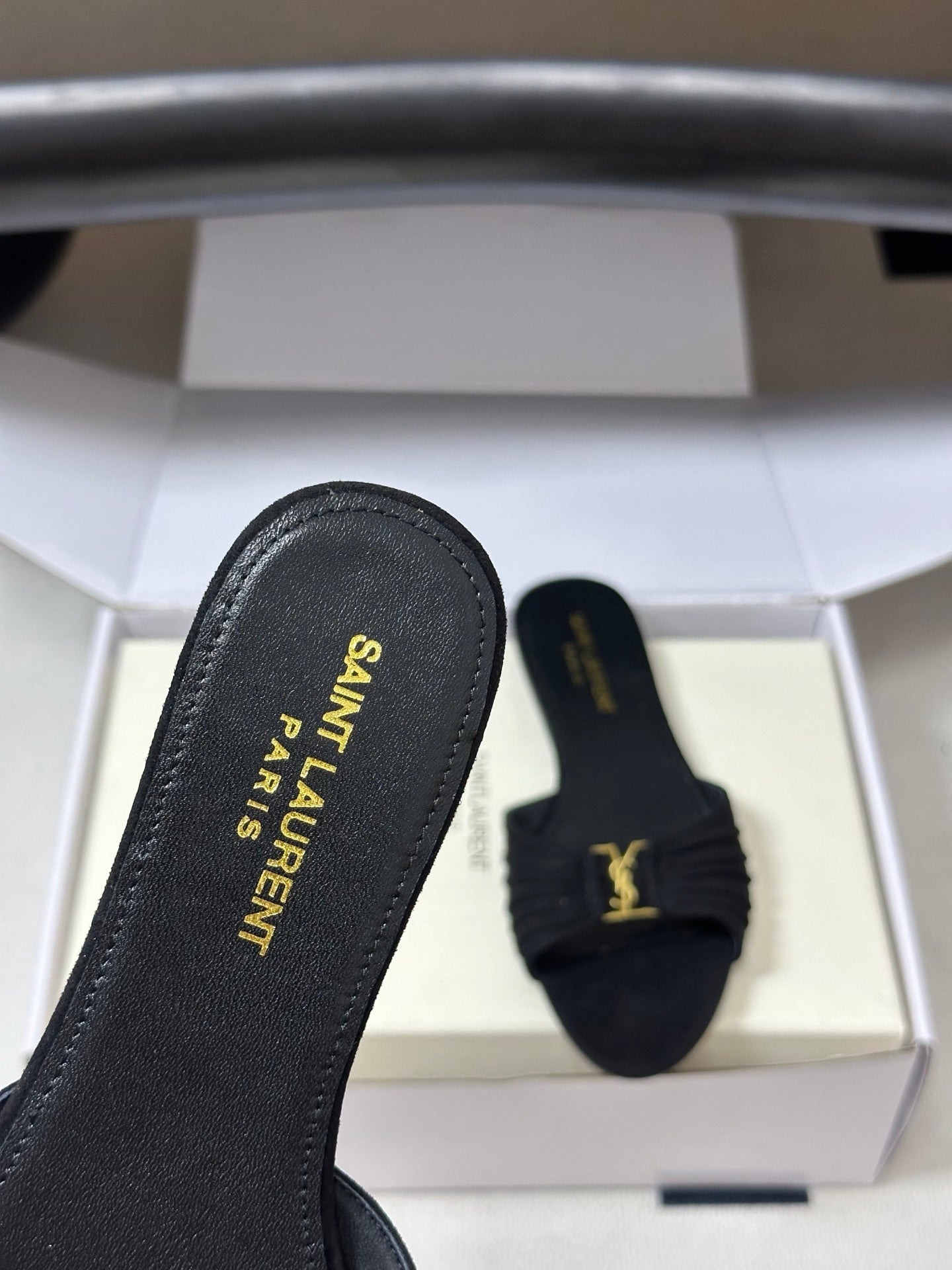 YSL Babylone Slides Black Suede 835185