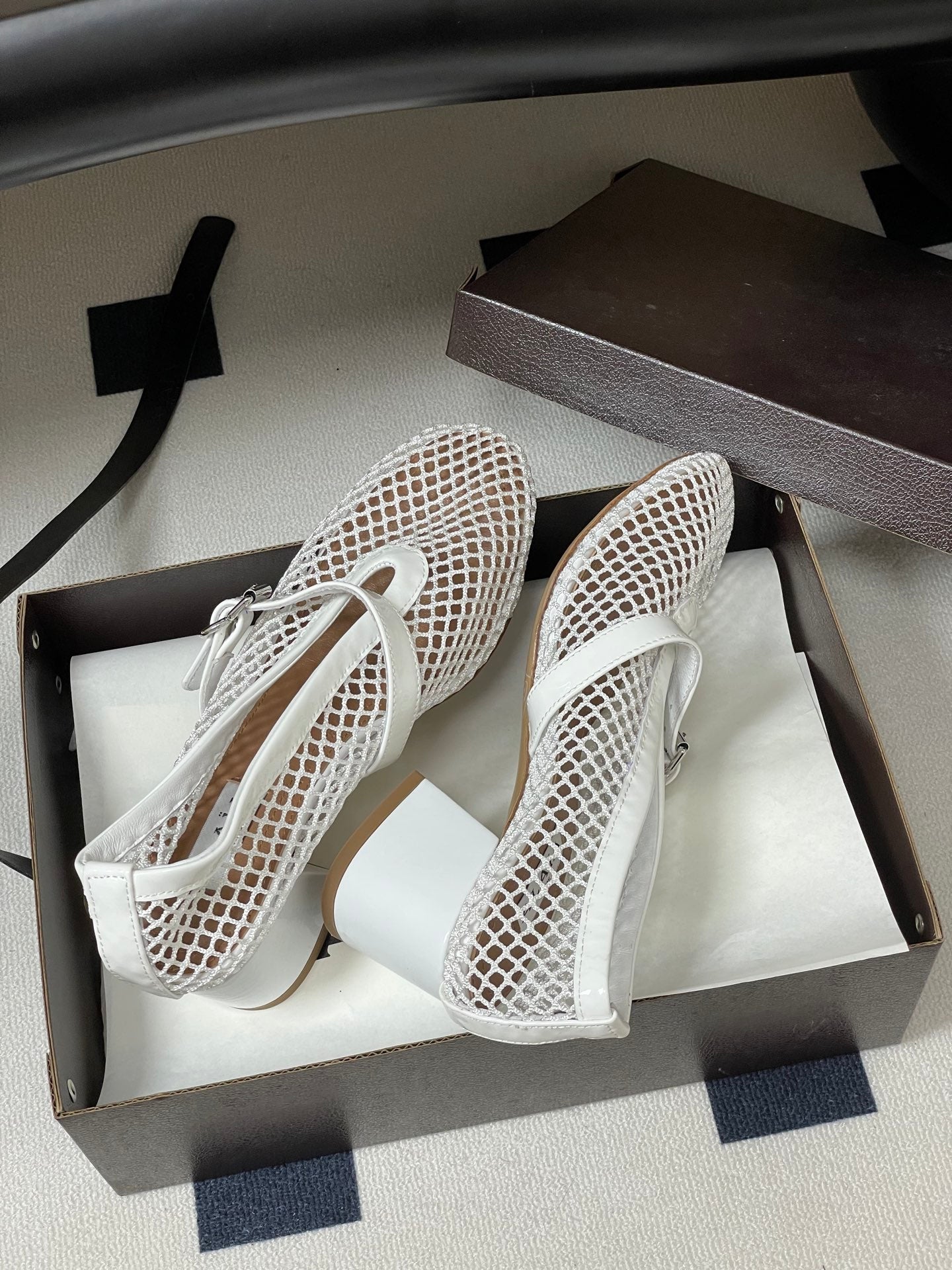 Alaia Babies Pumps 5cm White Mesh Leather 835270