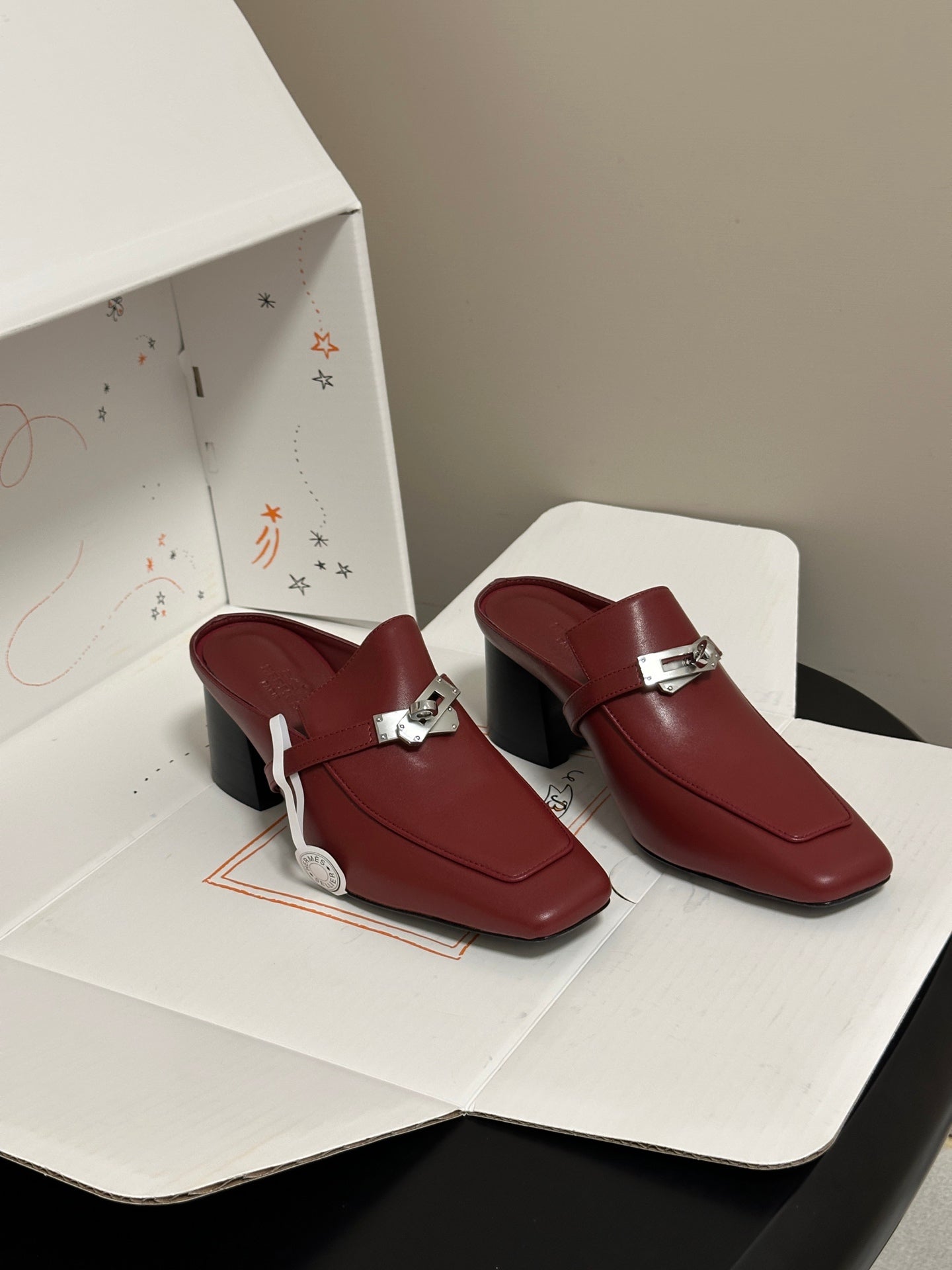 HM Blossom Mule 65mm Burgundy Sheepskin 902907
