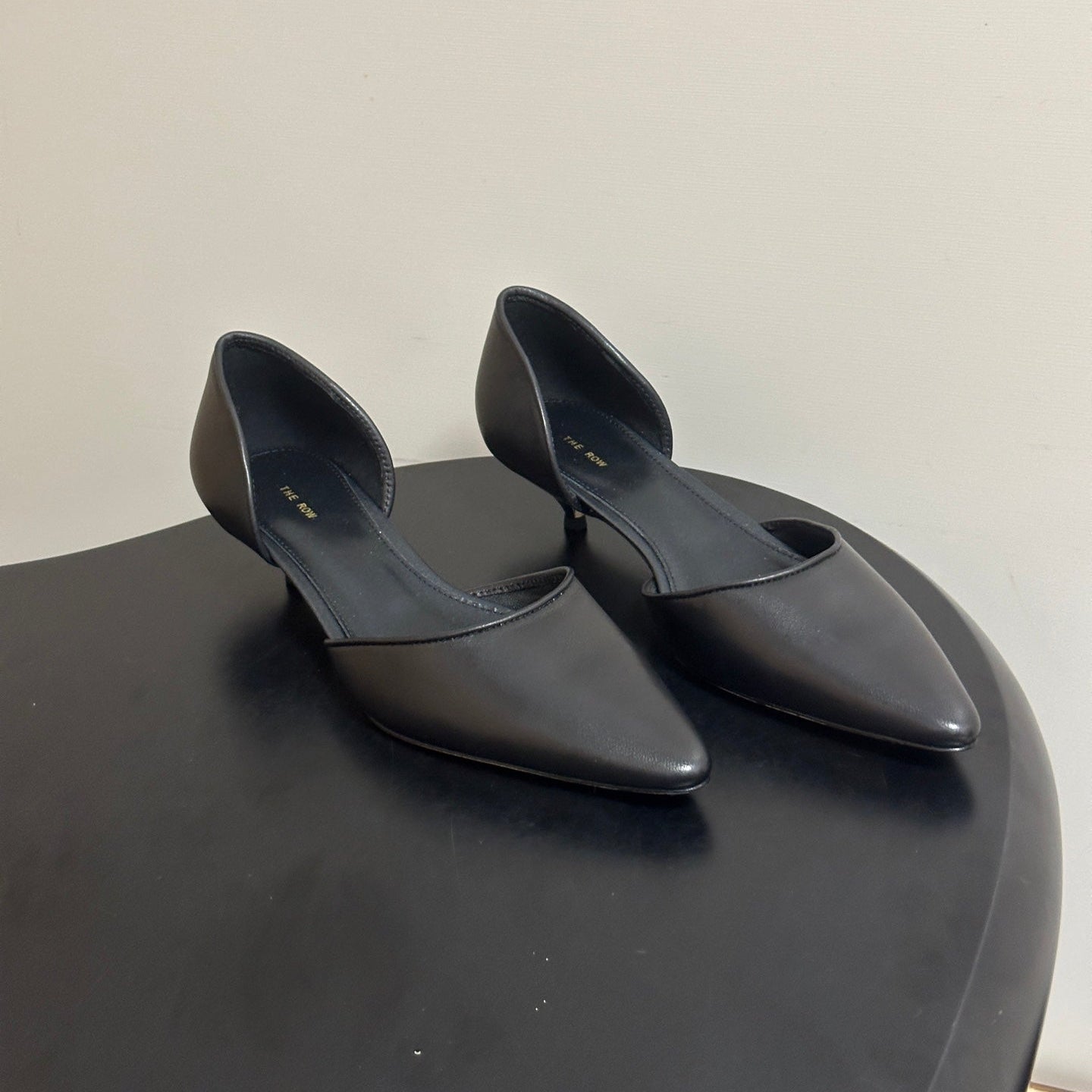 The Row Liisa Kitten D'orsay Pumps Black Leather 934138