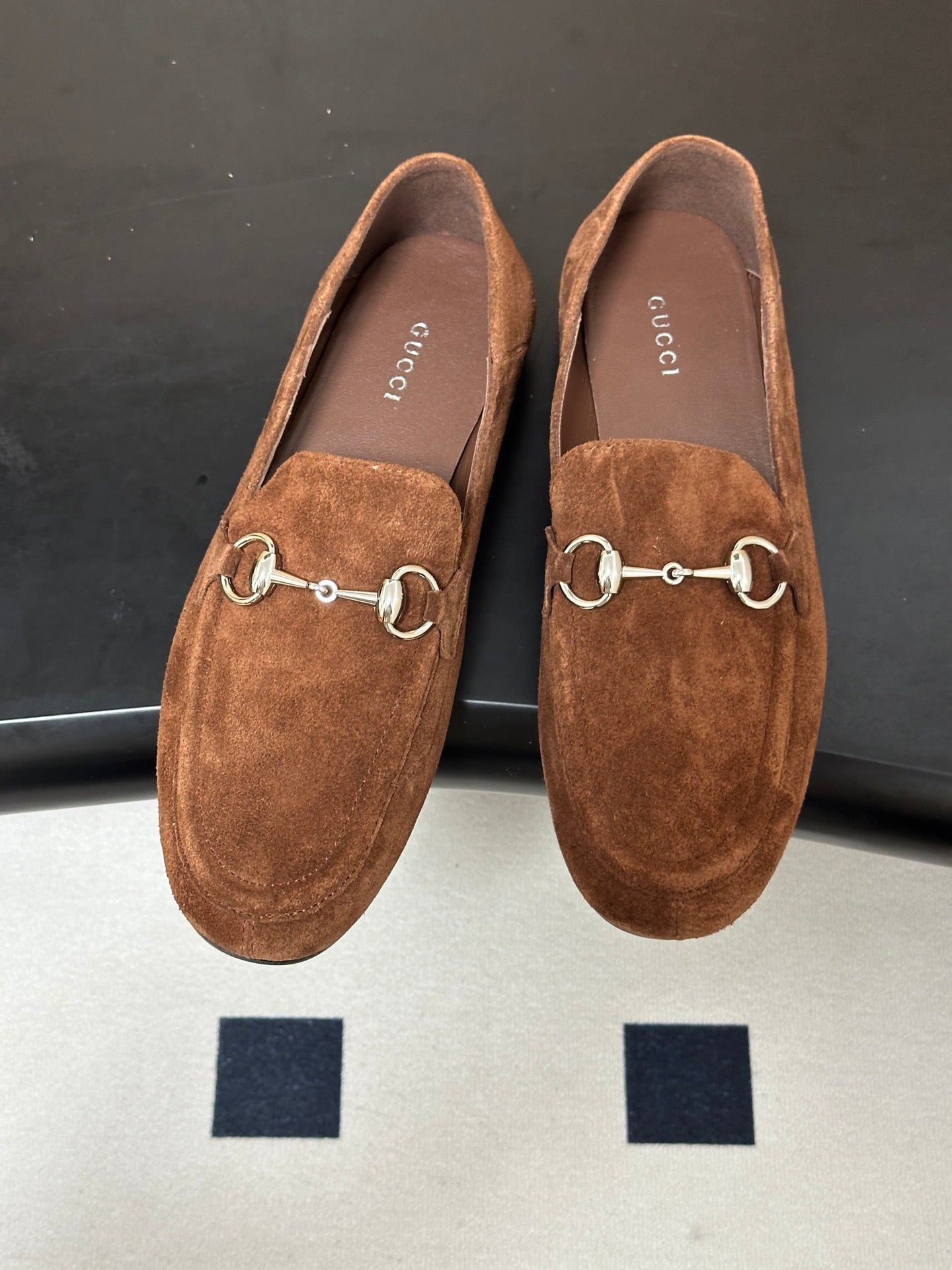GG 26s Horsebit Loafers Flat Brown Suede 952563