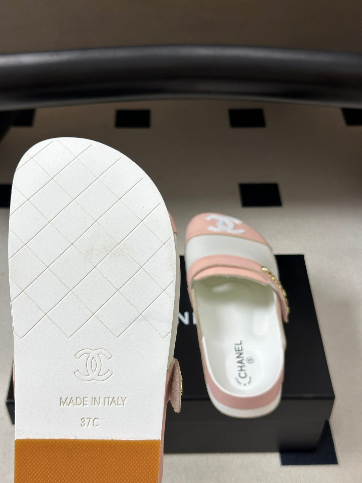CC 26s Pool Slides Light Pink White Lambskin 952557