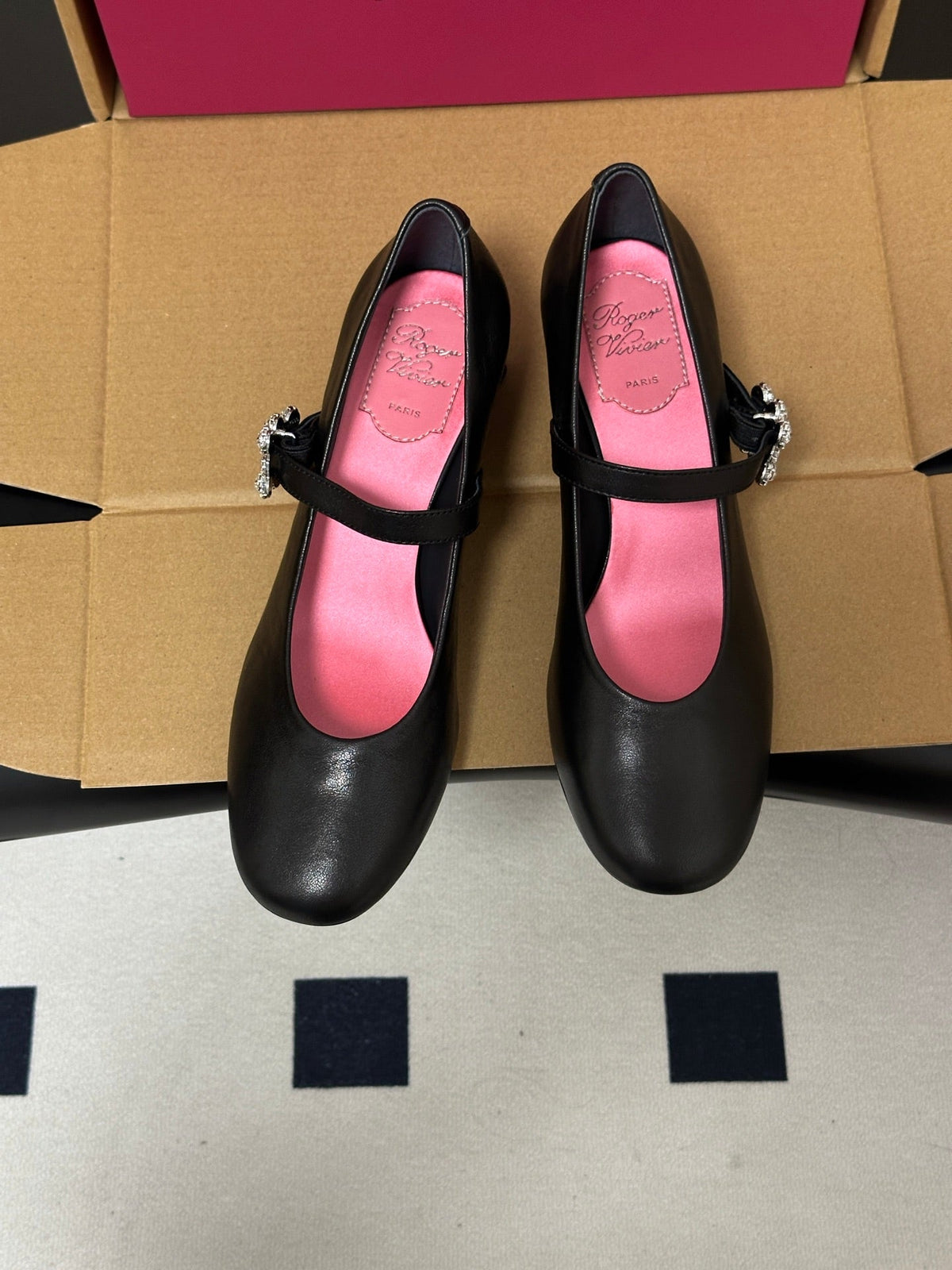 RV 26s Efflorescence Mary Jane Pumps 4.5cm Black Leather 119461