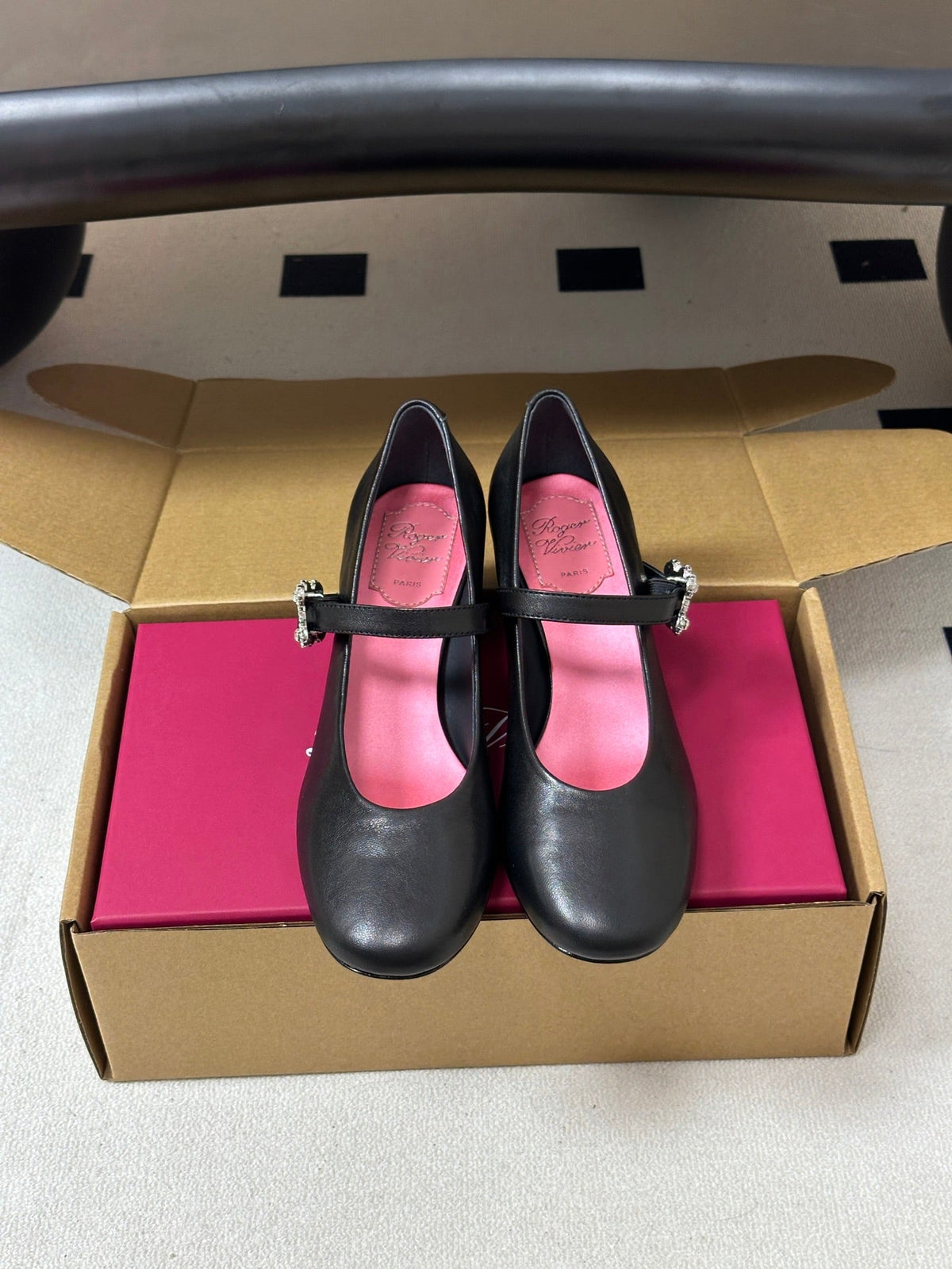 RV 26s Efflorescence Mary Jane Pumps 4.5cm Black Leather 119461