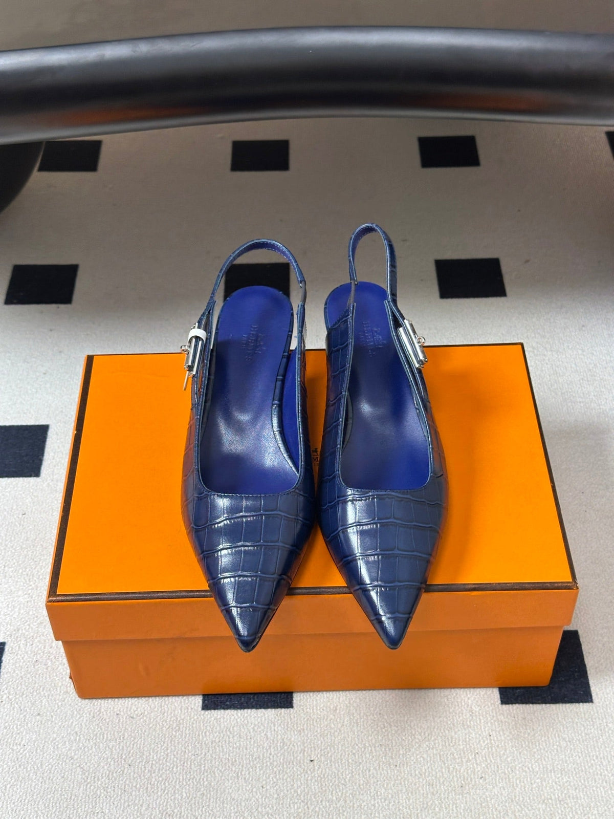 HM 26s Lover Slingbacks 4cm Blue Croc 150536