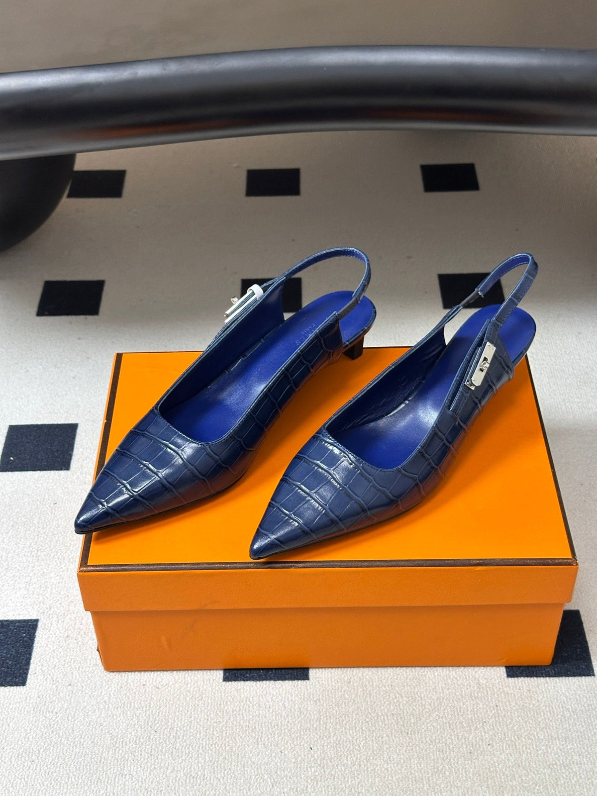 HM 26s Lover Slingbacks 4cm Blue Croc 150536